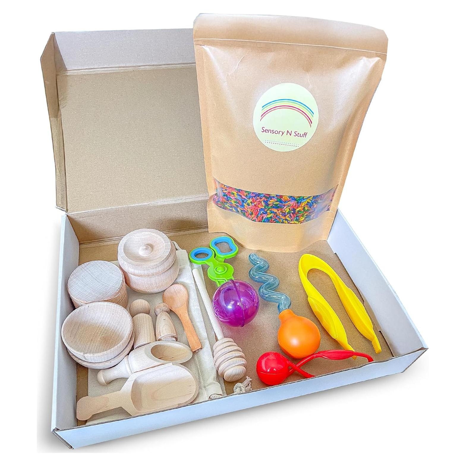 Set de Juego Sensorial 10 Piezas Arroz Arcoíris Sensory-N-Stuff