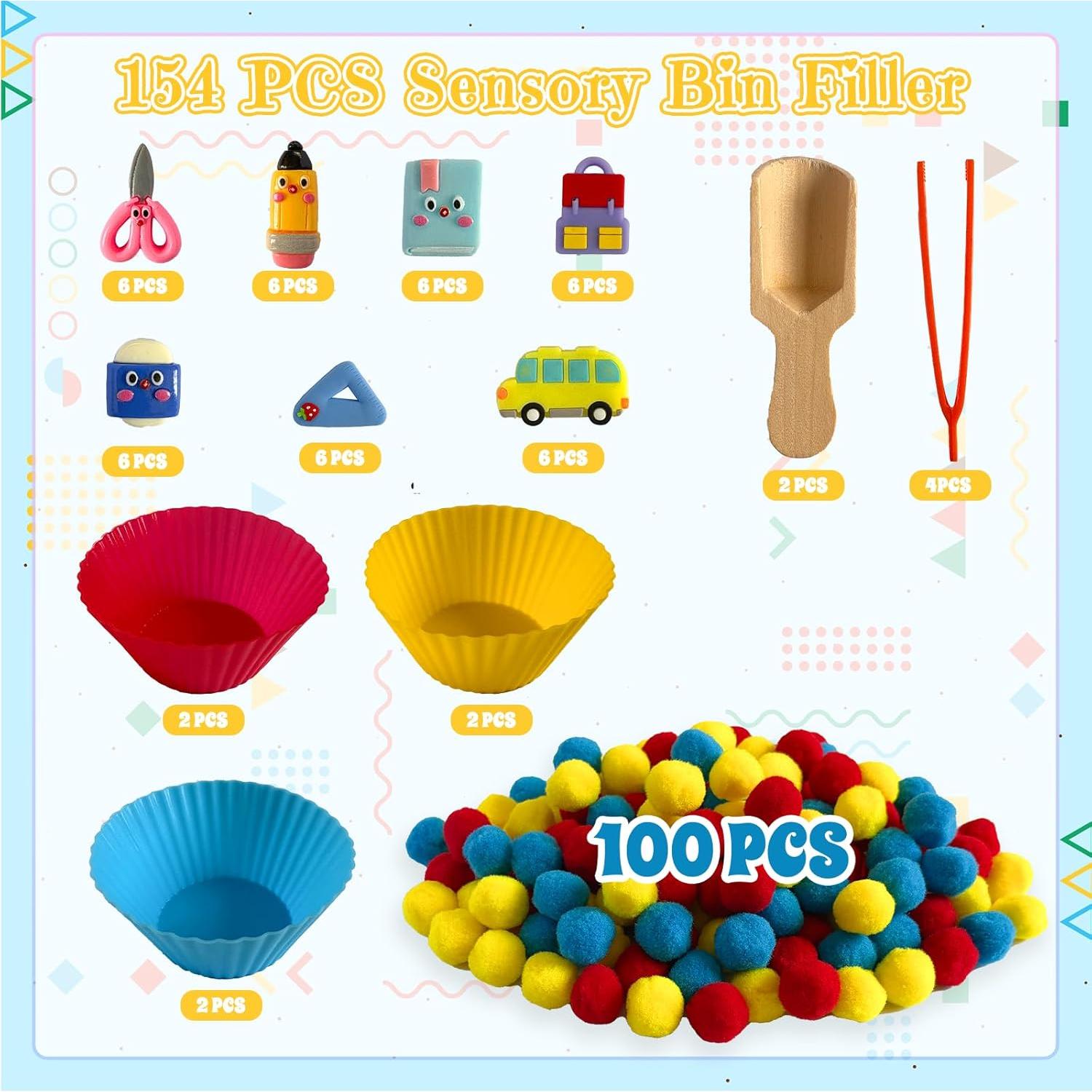 Set de Relleno de Bin Sensorial Unvola 154 Piezas Educativo