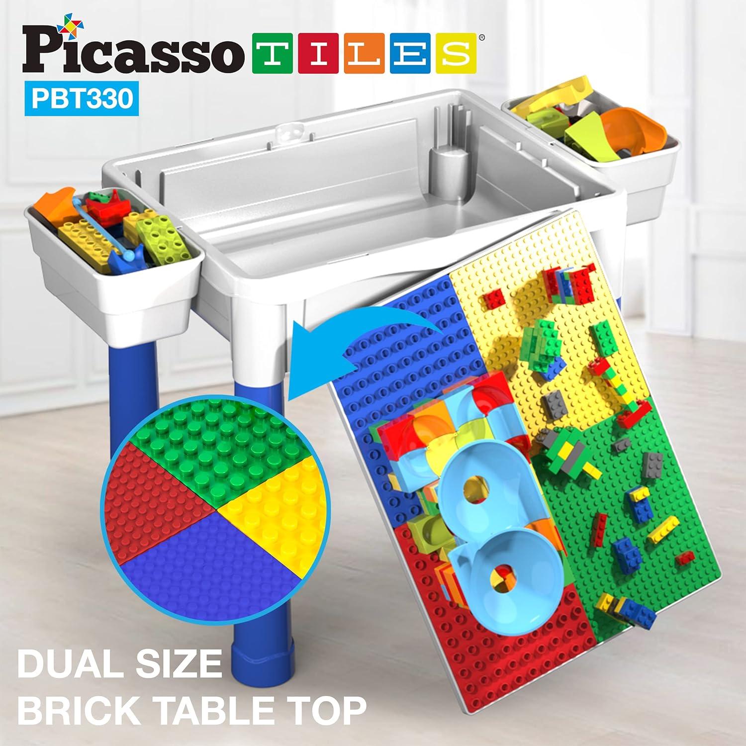 PicassoTiles Juego Magnético 331pc Vehículos y Mesa de Actividades