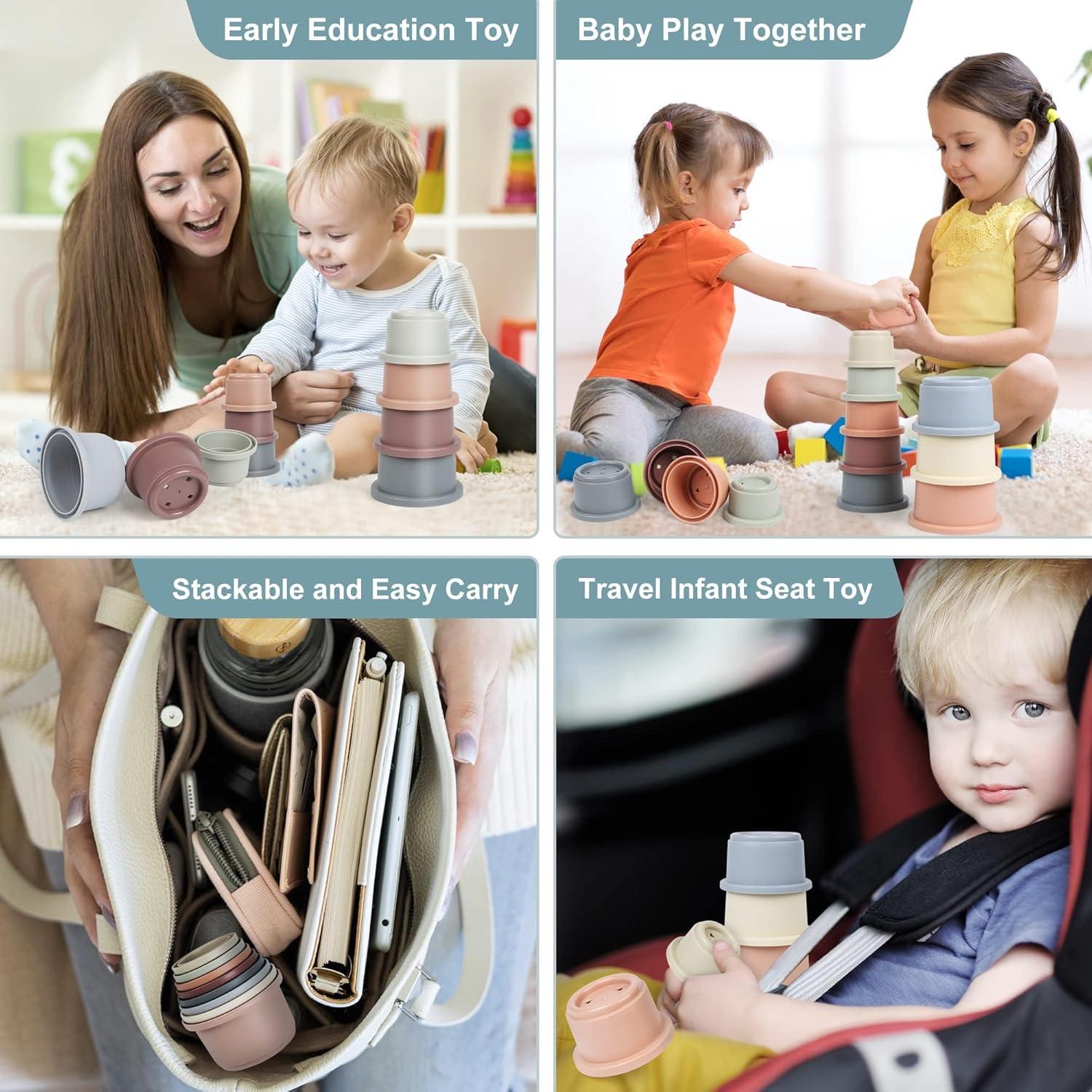 Tazas Apilables Montessori Tepear 8PCS para Bebés 6-12 Meses