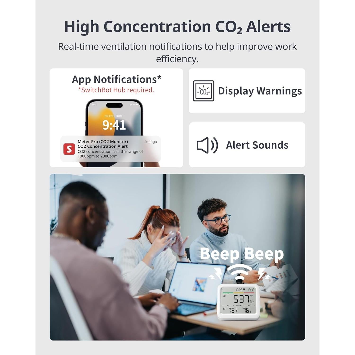 Monitor de Calidad del Aire SwitchBot Meter Pro CO2 5-en-1