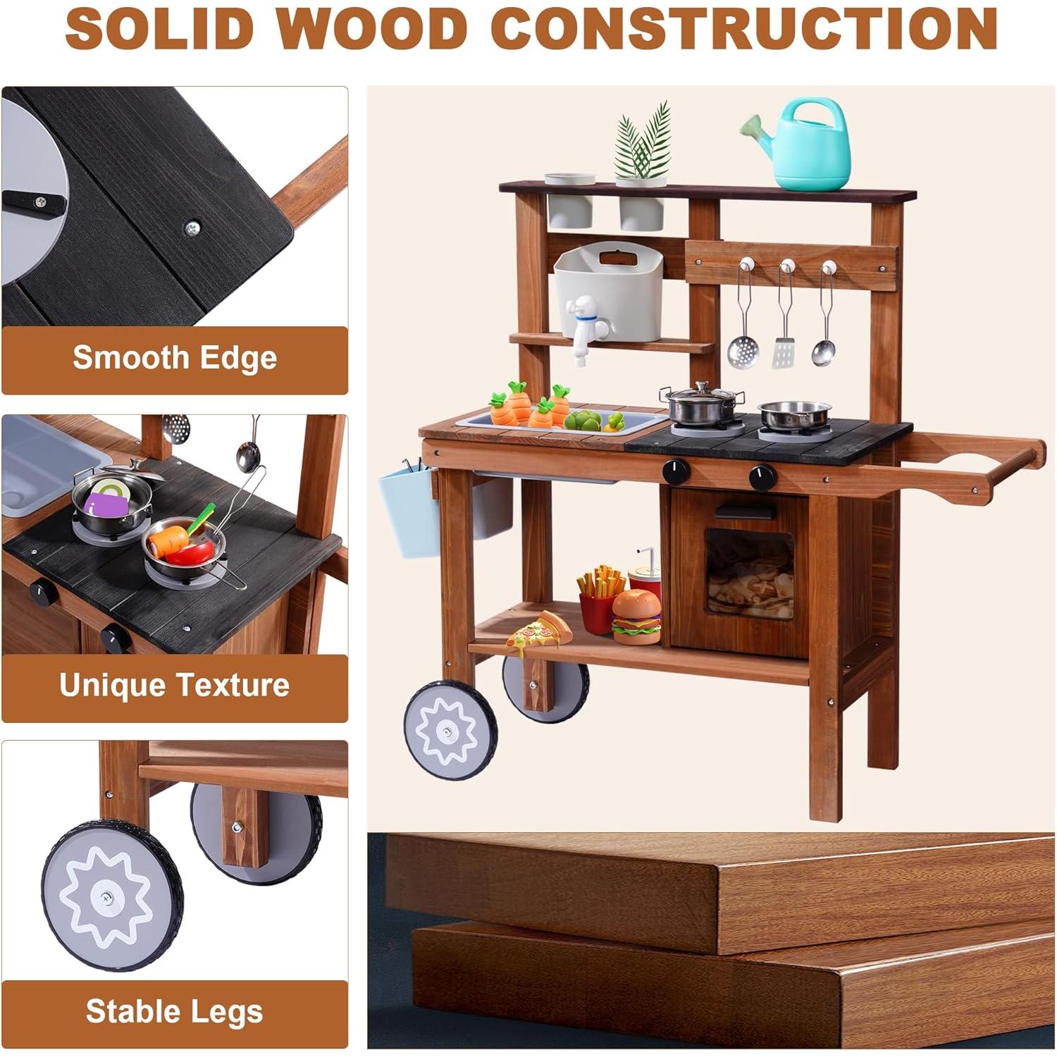Cocina de Barro para Niños ROBOTIME con Ruedas y Fregadero