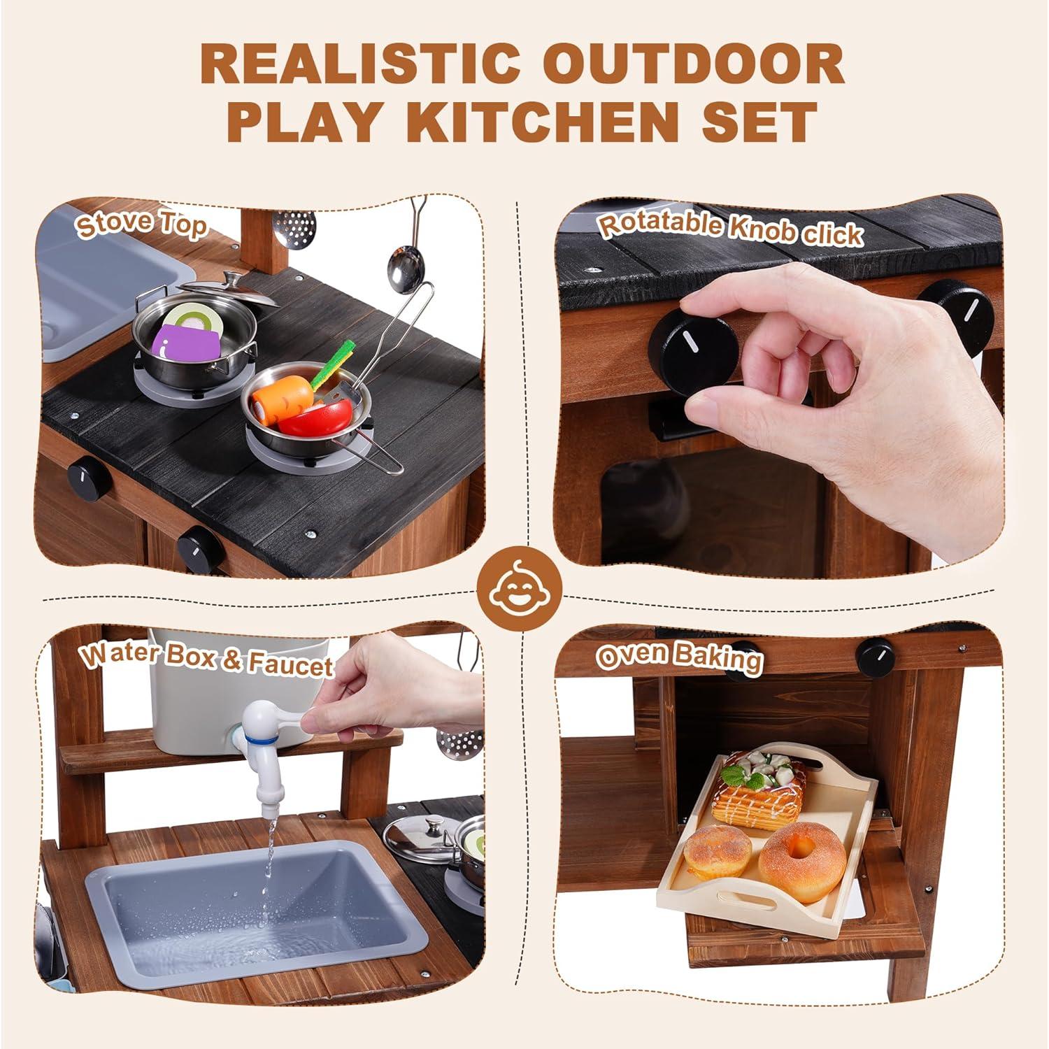 Cocina de Barro para Niños ROBOTIME con Ruedas y Fregadero