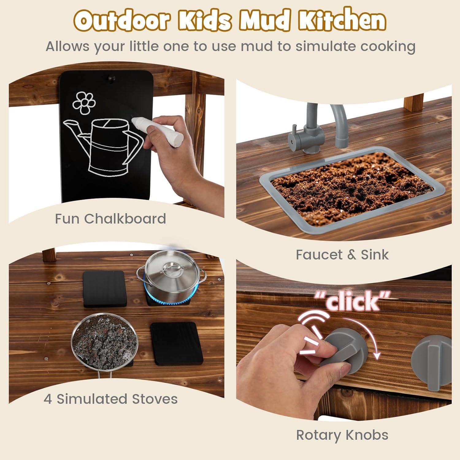 Cocina de Barro HONEY JOY para Niños con Toldito y Fregadero