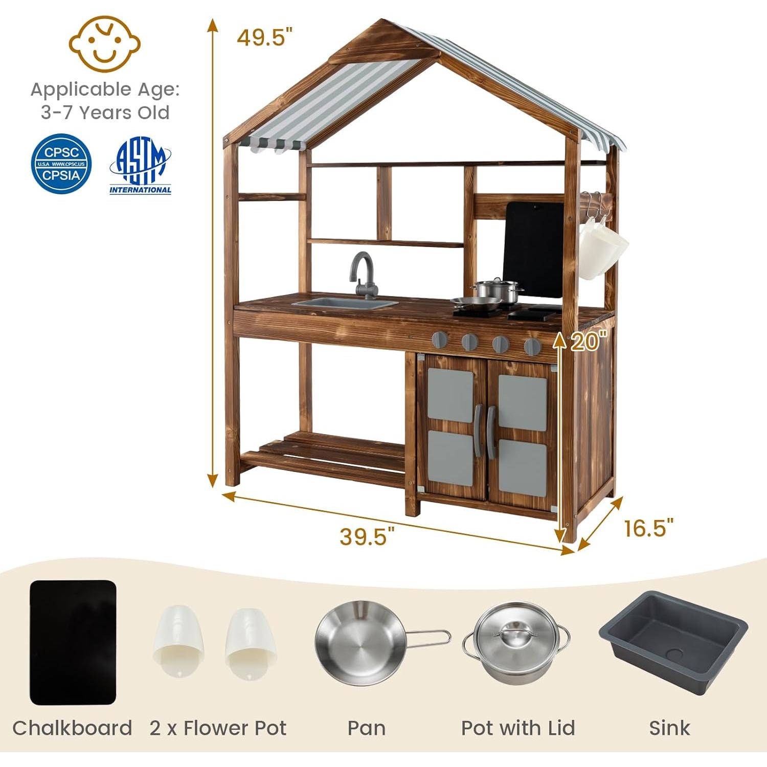 Cocina de Barro HONEY JOY para Niños con Toldito y Fregadero