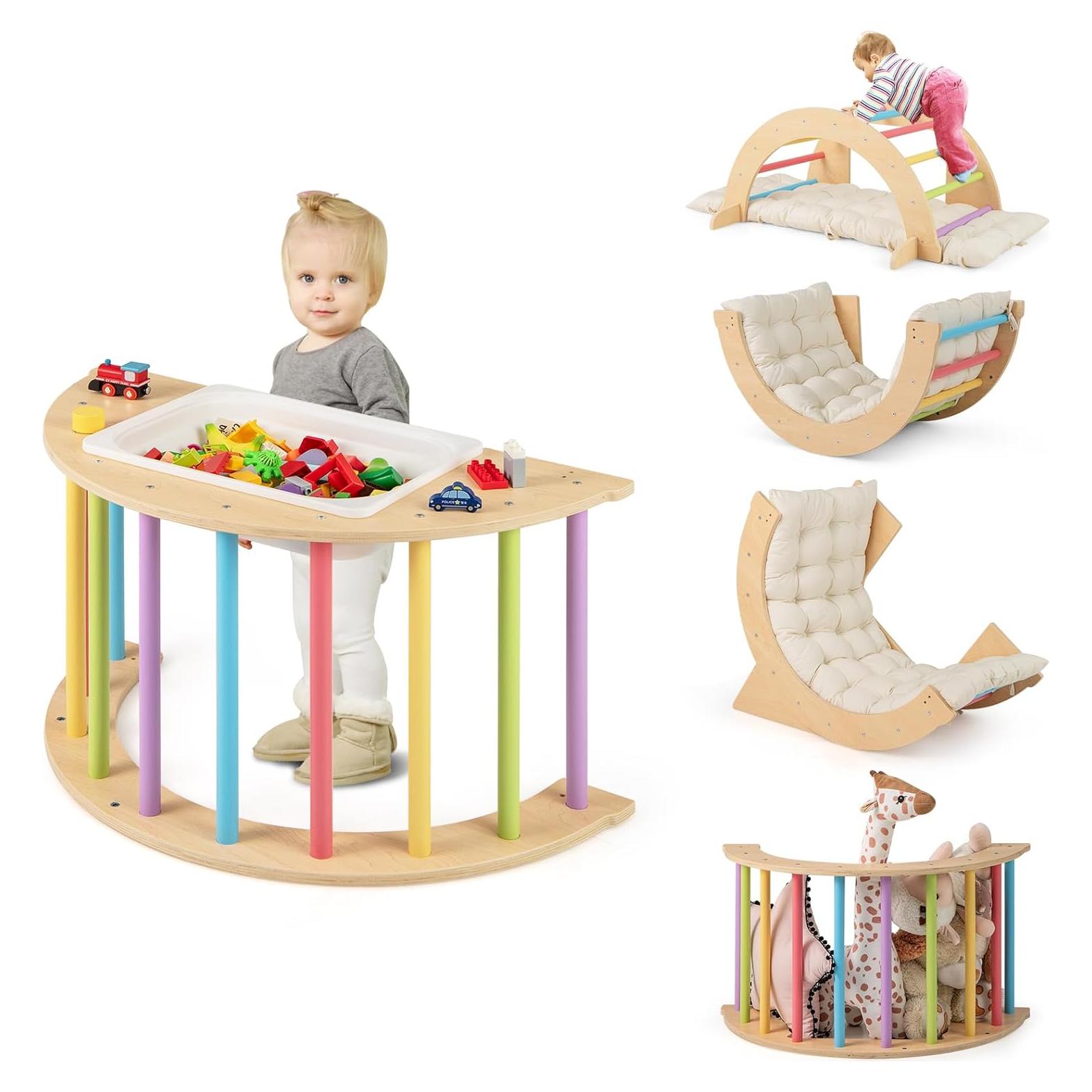 Arco Trepador de Madera HONEY JOY con Cojín y Mesa Sensorial