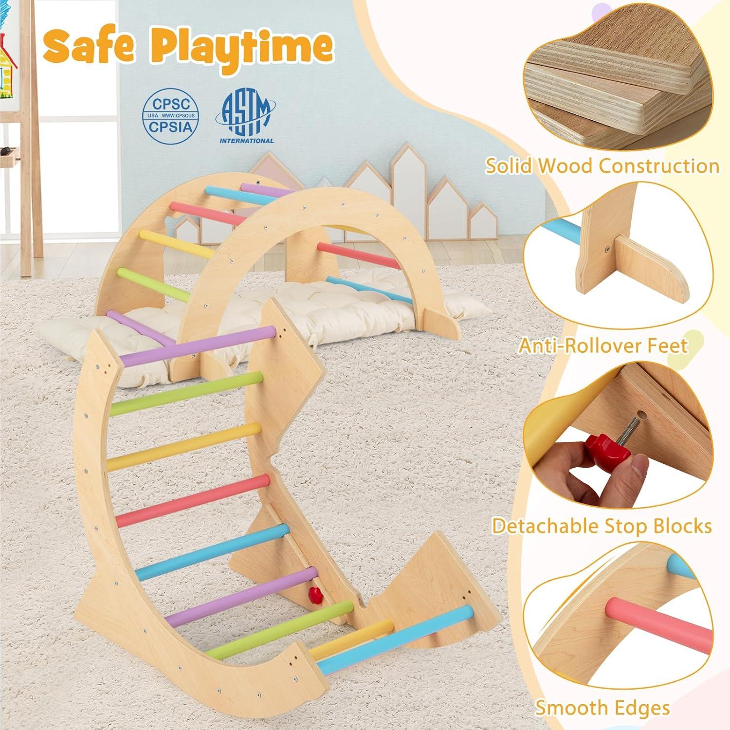 Arco Trepador de Madera HONEY JOY con Cojín y Mesa Sensorial