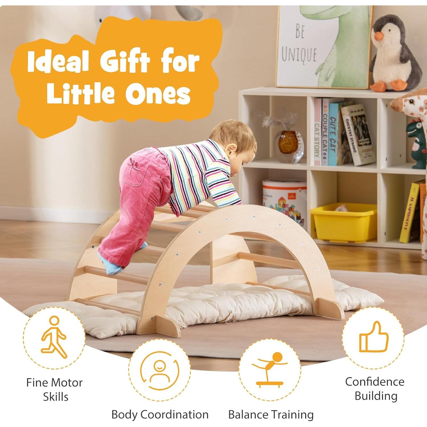 Arco Trepador de Madera HONEY JOY con Cojín y Mesa Sensorial