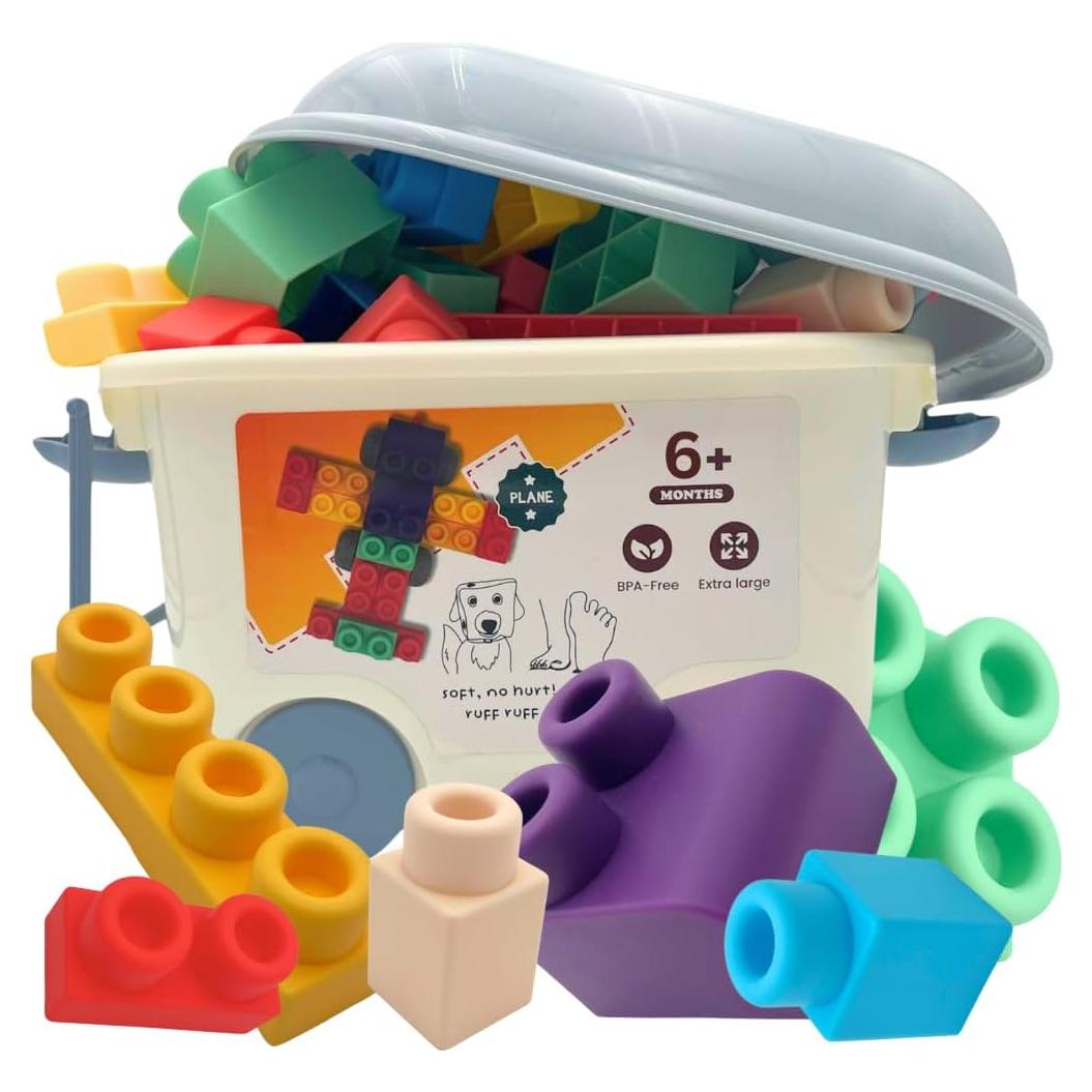 Bloques de goma suave WaBee Baby 50 piezas para niños 6m-3a