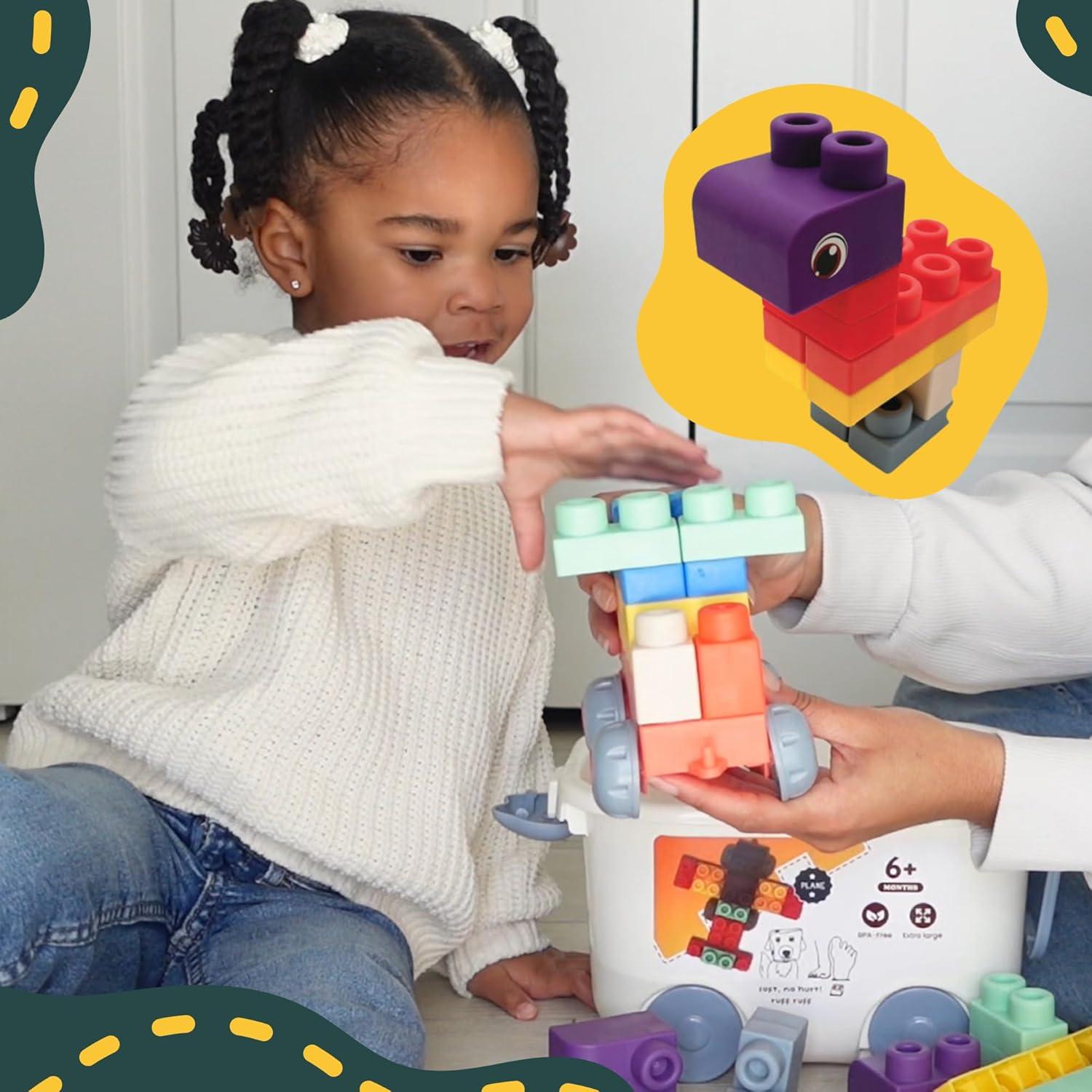 Bloques de goma suave WaBee Baby 50 piezas para niños 6m-3a