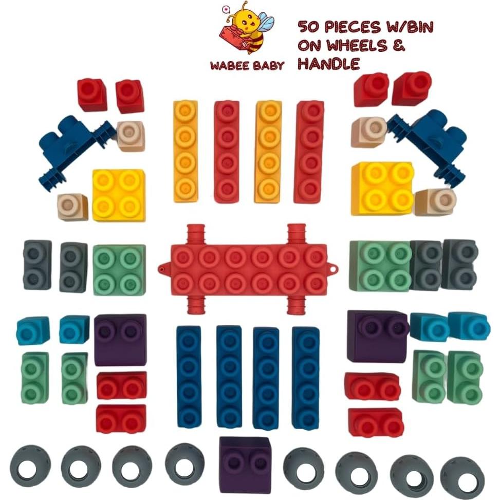 Bloques de goma suave WaBee Baby 50 piezas para niños 6m-3a