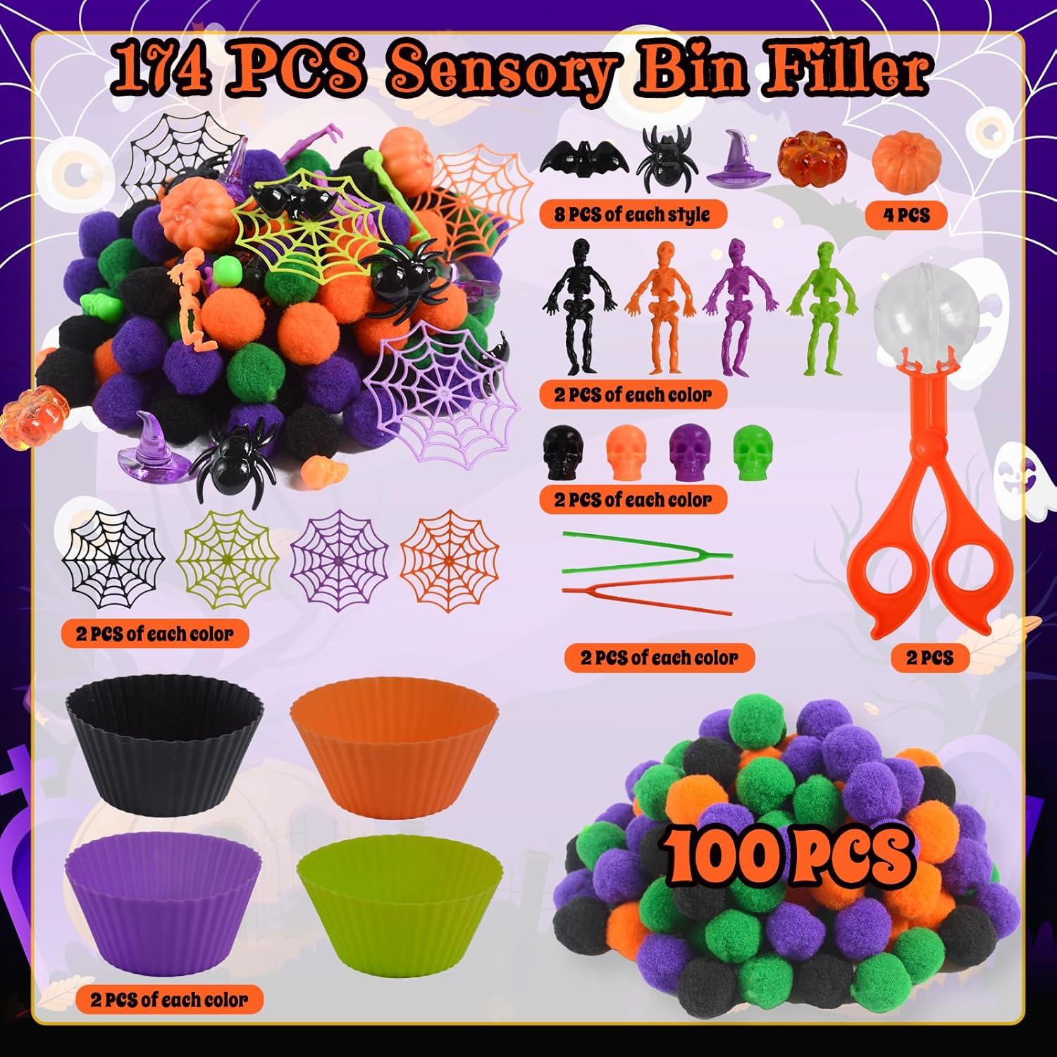 Set de Relleno de Bin Sensorial Halloween Unvola 174 Piezas