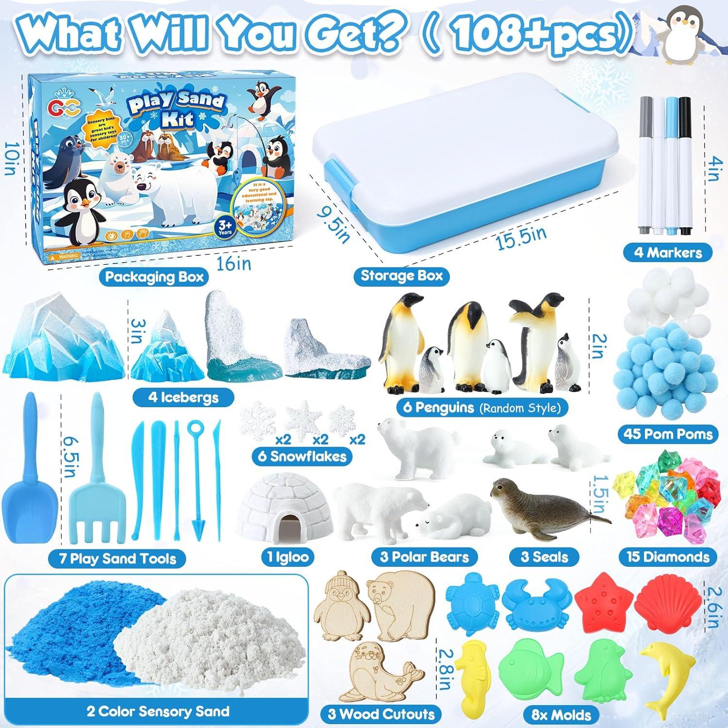 Kit de Bin Sensorial G.C Ártico 108 Piezas para Niños 3-8 Años