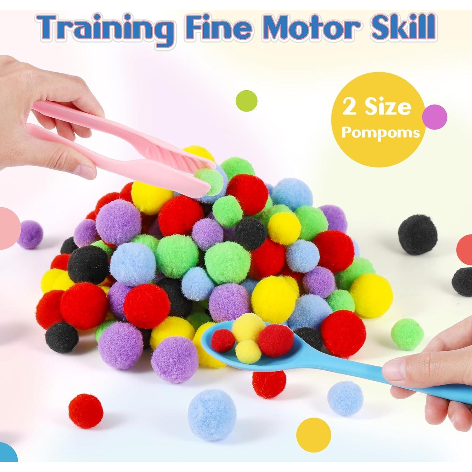 Juego de Habilidades Motoras Finas iCraftine 158 PCS Pompones