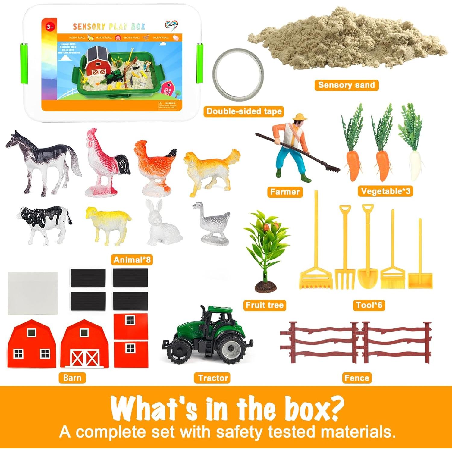 Caja Sensorial de Granja Carolart con Arena y Animales 1.21 kg