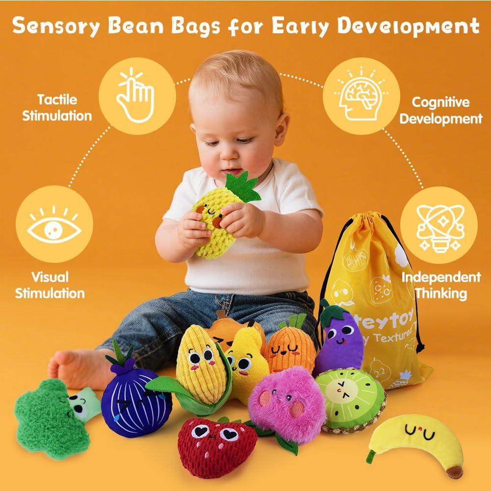 Paquete de 12 Frijoles Sensoriales Montessori - Juguetes Táctiles para Niños