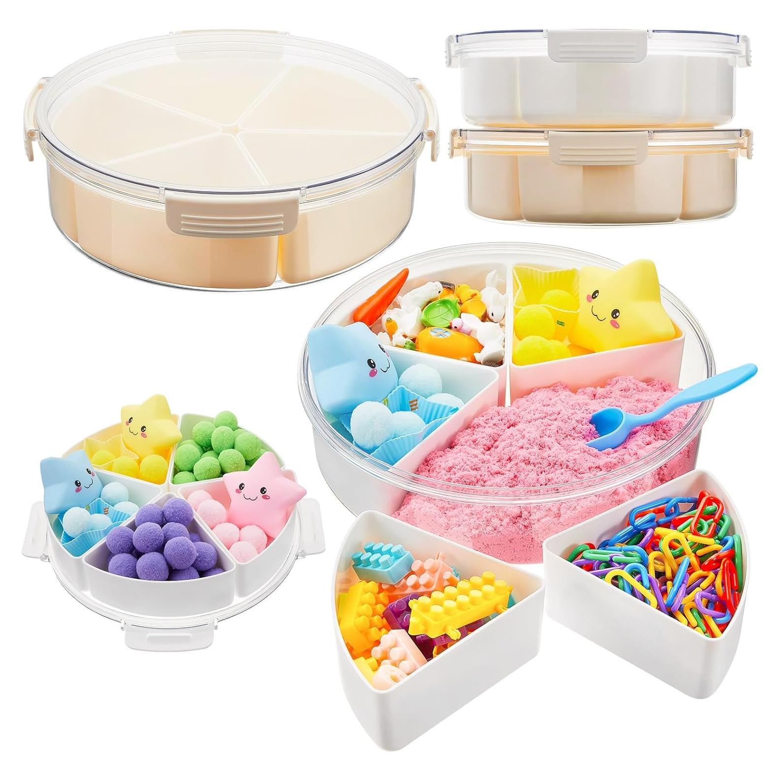 2 Cajas Sensoriales Vertintong con Tapa 28.5 cm Beige y Blanco