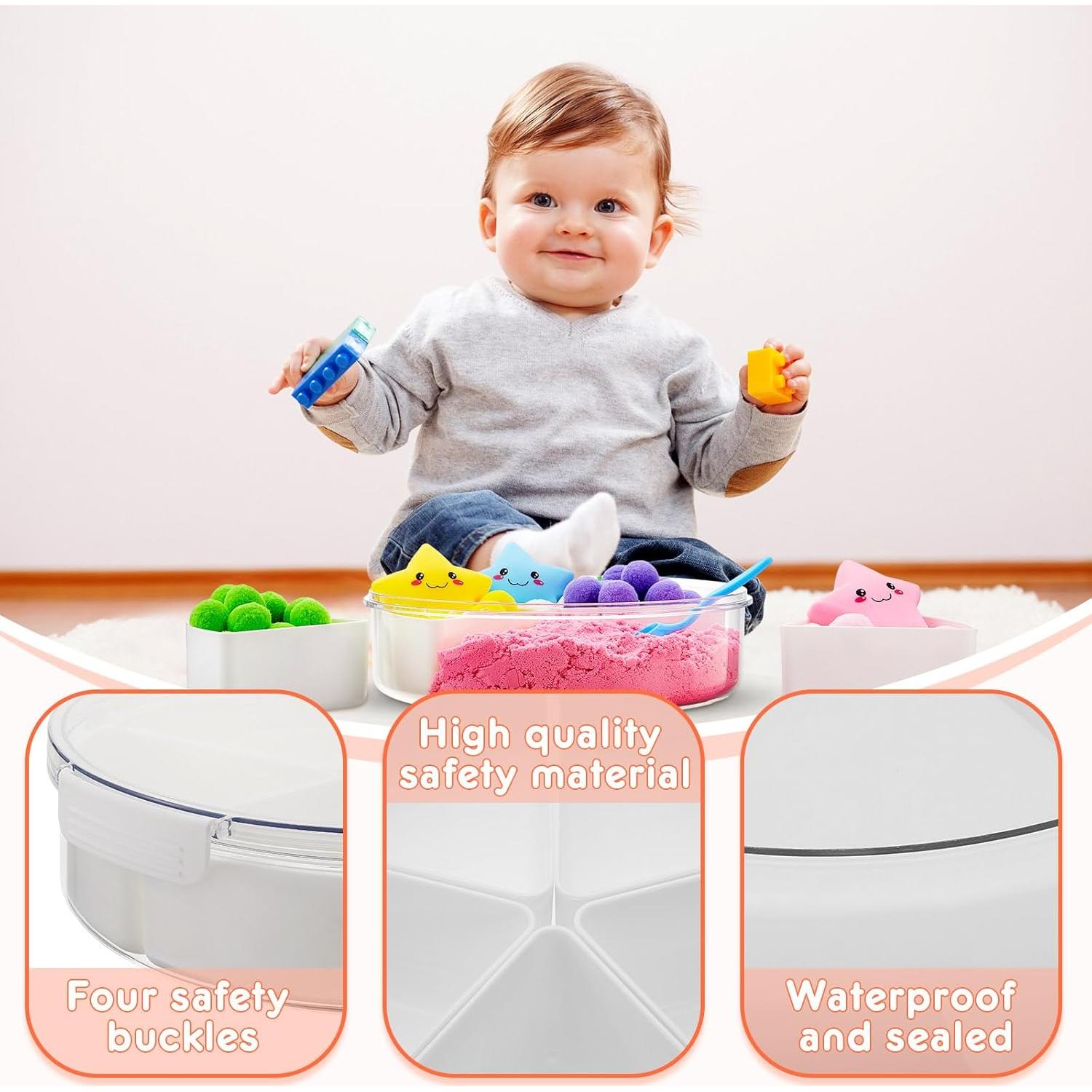 2 Cajas Sensoriales Vertintong con Tapa 28.5 cm Beige y Blanco