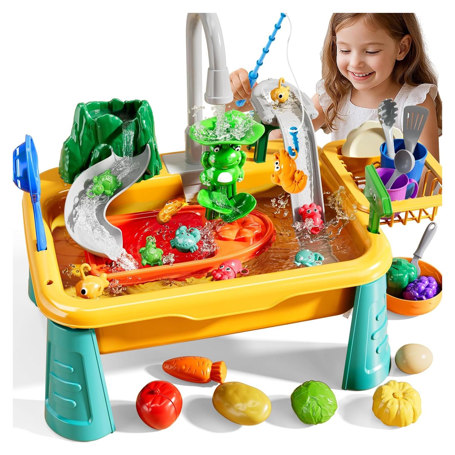 Juguete de Fregadero de Agua Eléctrico NIPLOOOW - Mesa Amarilla