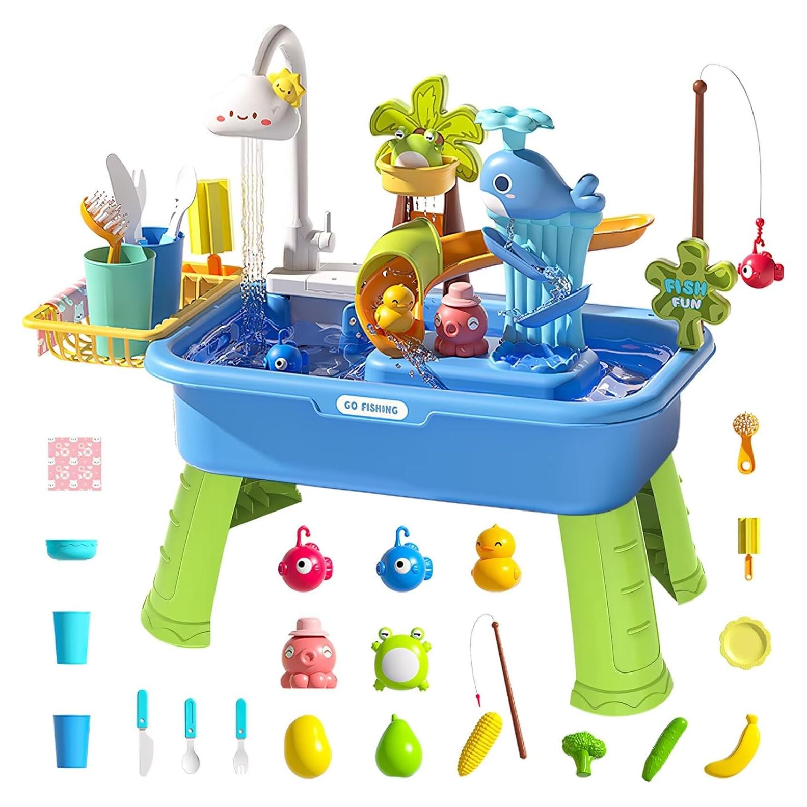 Mesa de Agua para Niños Kirntcoy 4 en 1 Azul 53x50cm