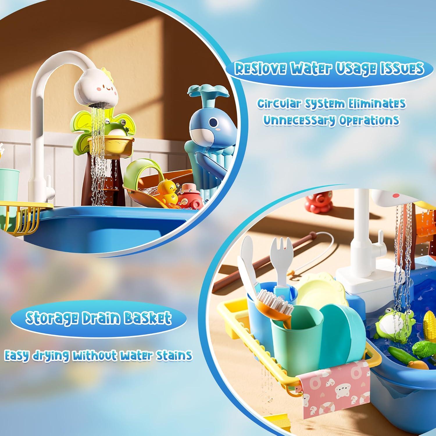 Mesa de Agua para Niños Kirntcoy 4 en 1 Azul 53x50cm