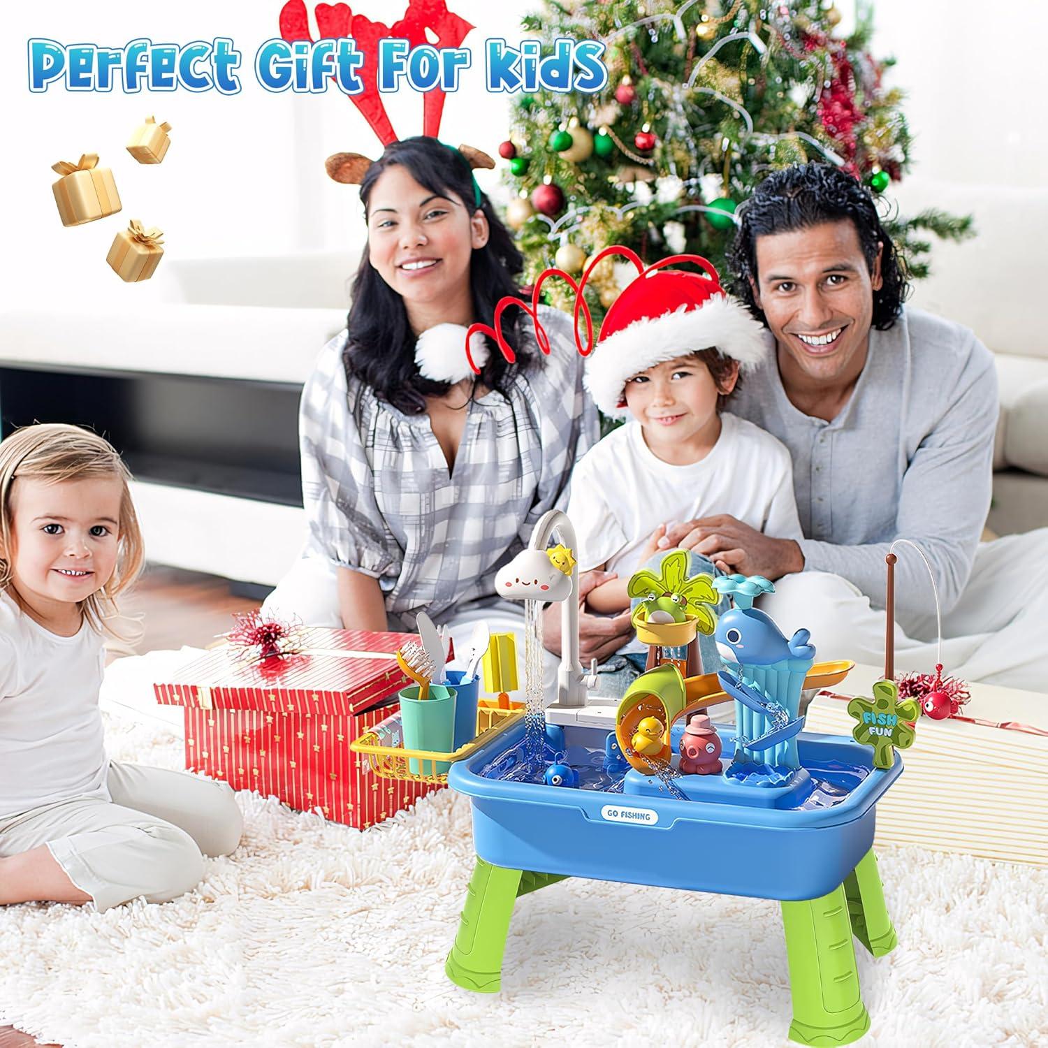 Mesa de Agua para Niños Kirntcoy 4 en 1 Azul 53x50cm