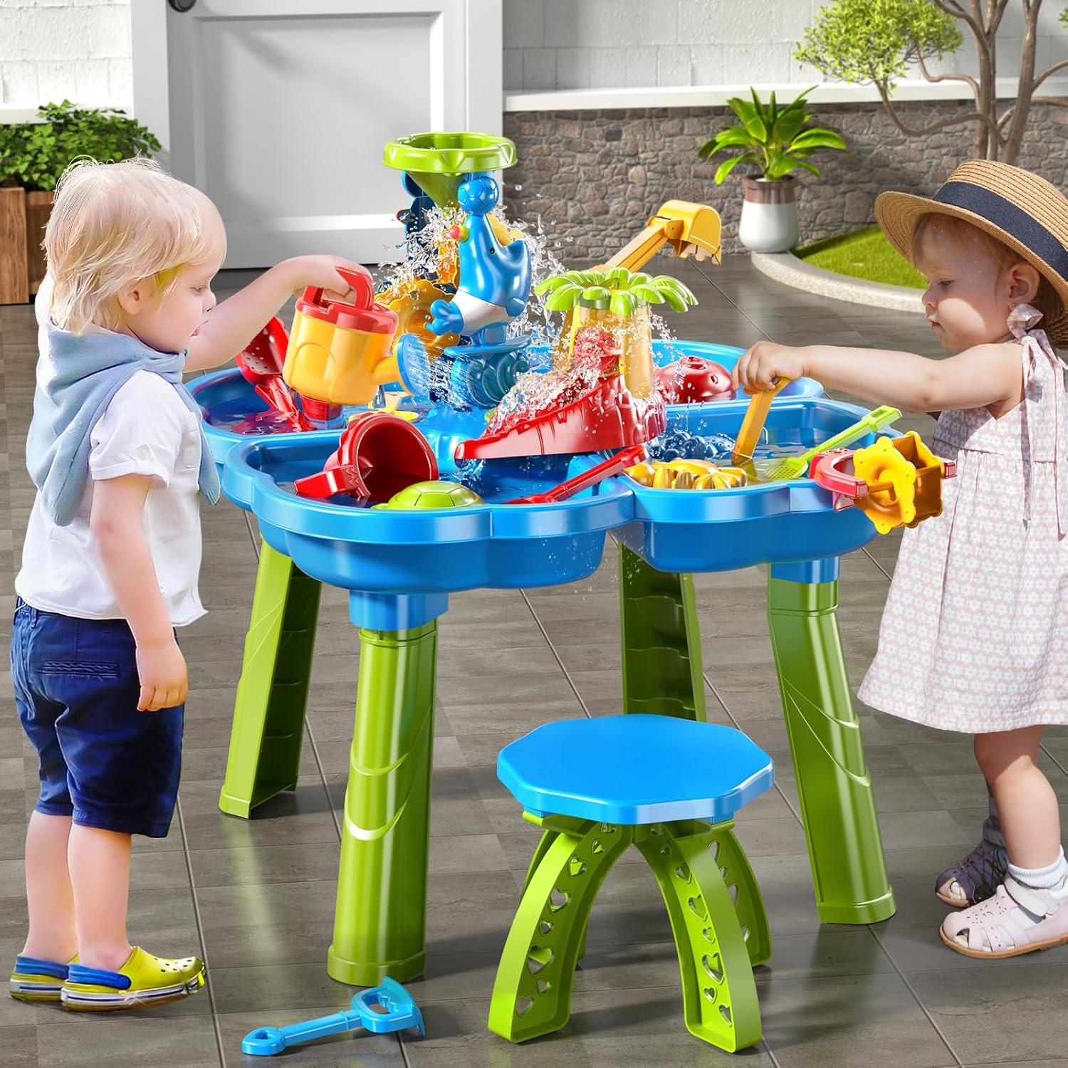 Mesa de Agua y Arena 4 en 1 NIPLOOOW para Niños 3-6 Años