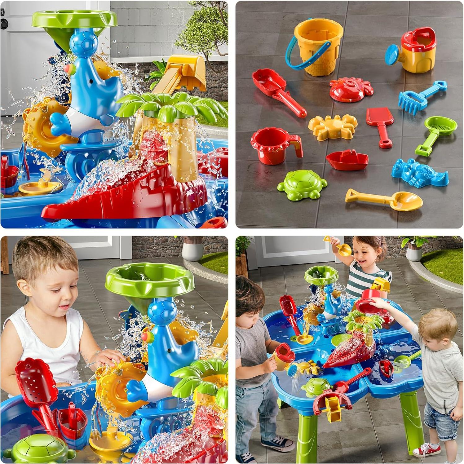 Mesa de Agua y Arena 4 en 1 NIPLOOOW para Niños 3-6 Años