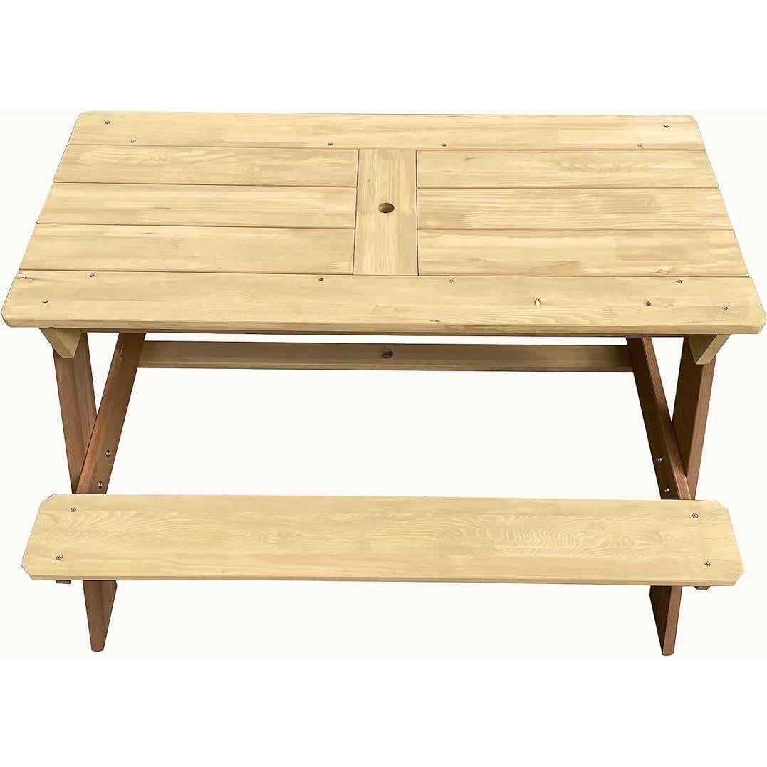 Mesa de Picnic 3 en 1 BTExpert Kids Madera 94x89 cm con Sombrilla