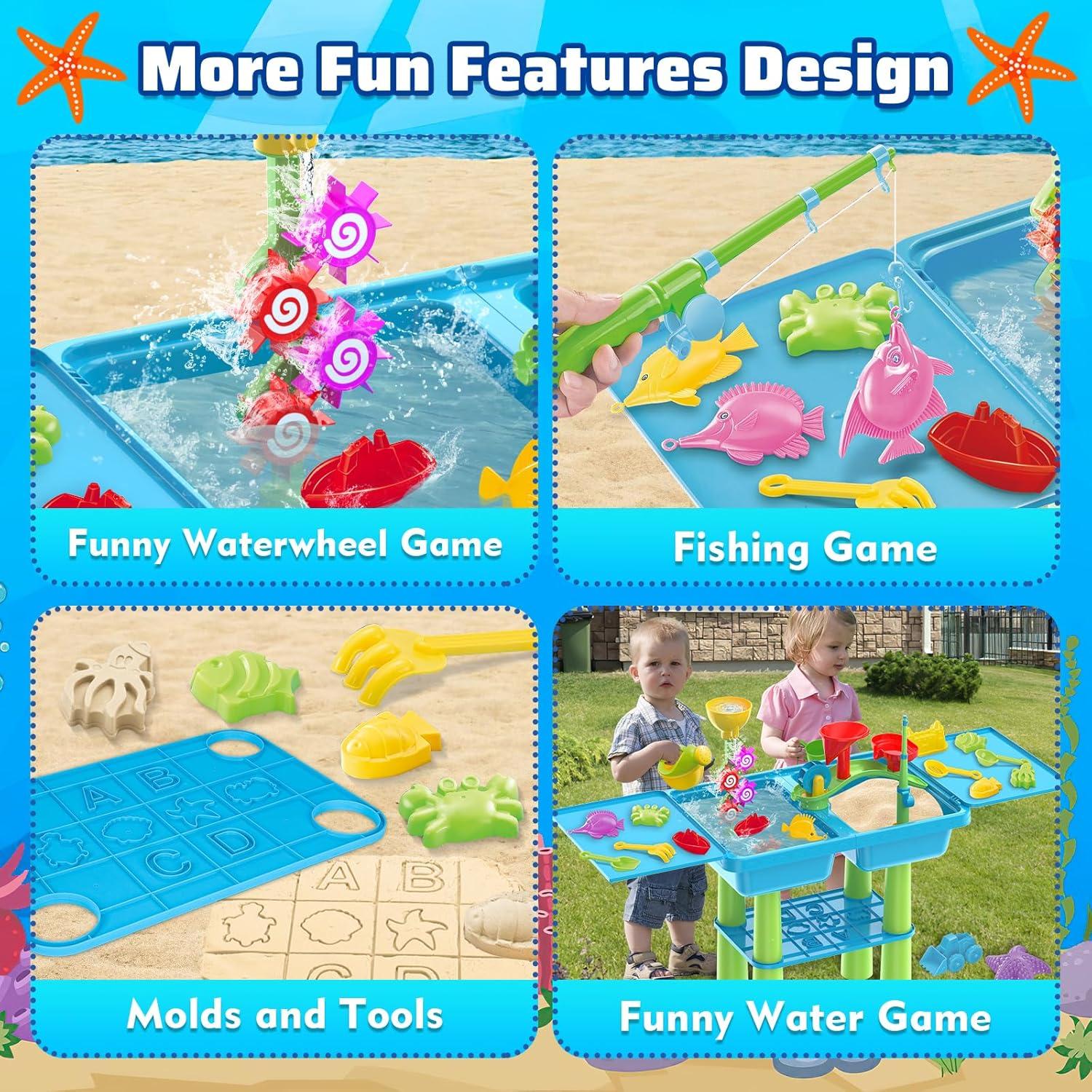 Mesa de Agua de deAO para Niños 2 en 1 con Juguetes