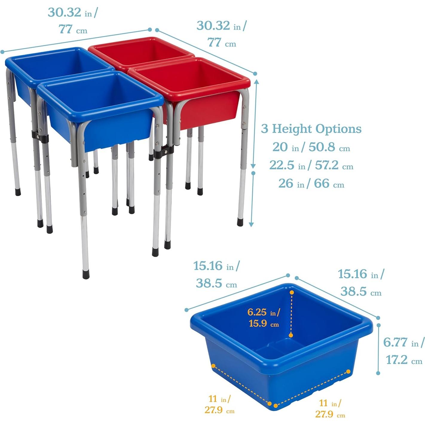 Mesa de Juego Sensorial ECR4Kids Ajustable 76.8cm Azul/Rojo
