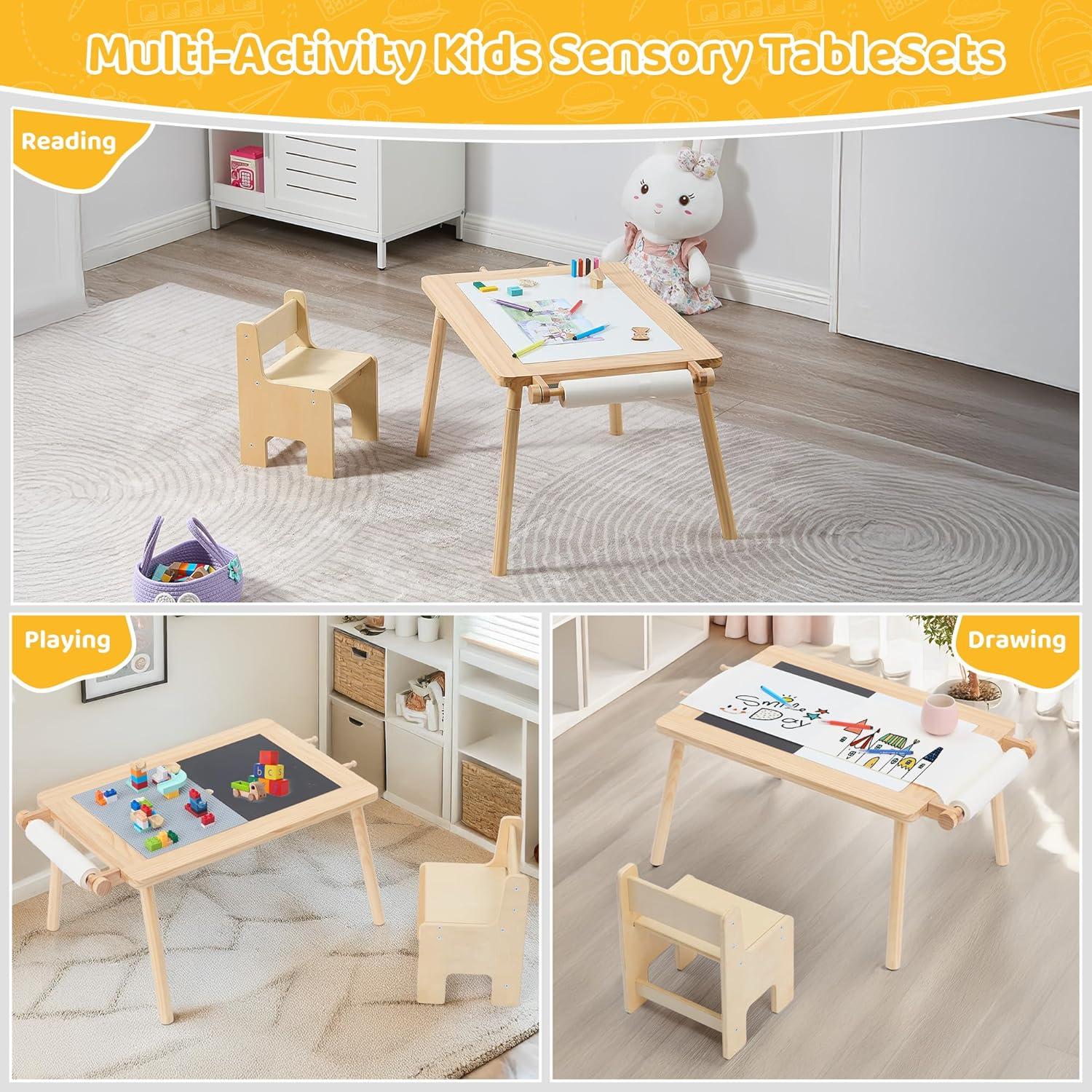 Mesa Sensorial Infantil Doreroom con Sillas y Almacenamiento