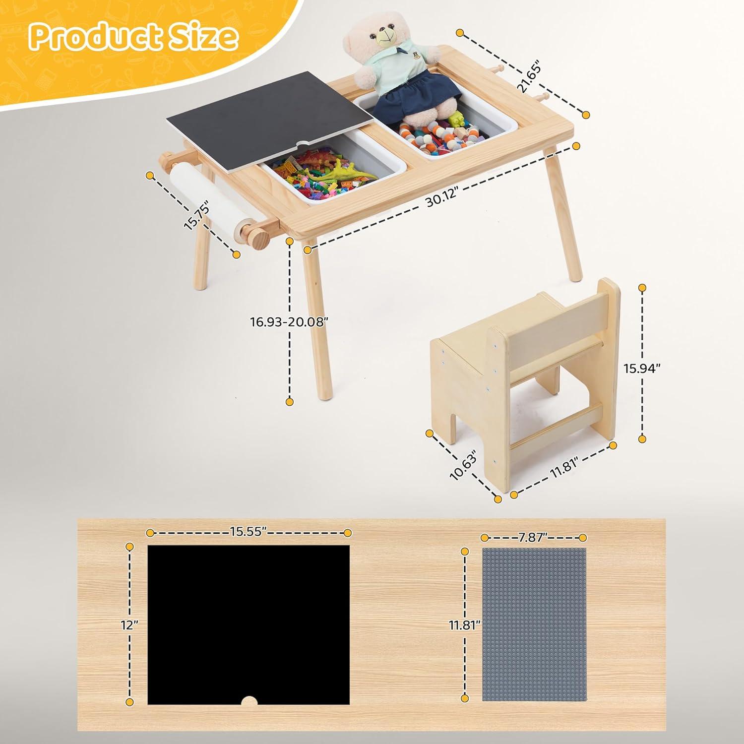 Mesa Sensorial Infantil Doreroom con Sillas y Almacenamiento