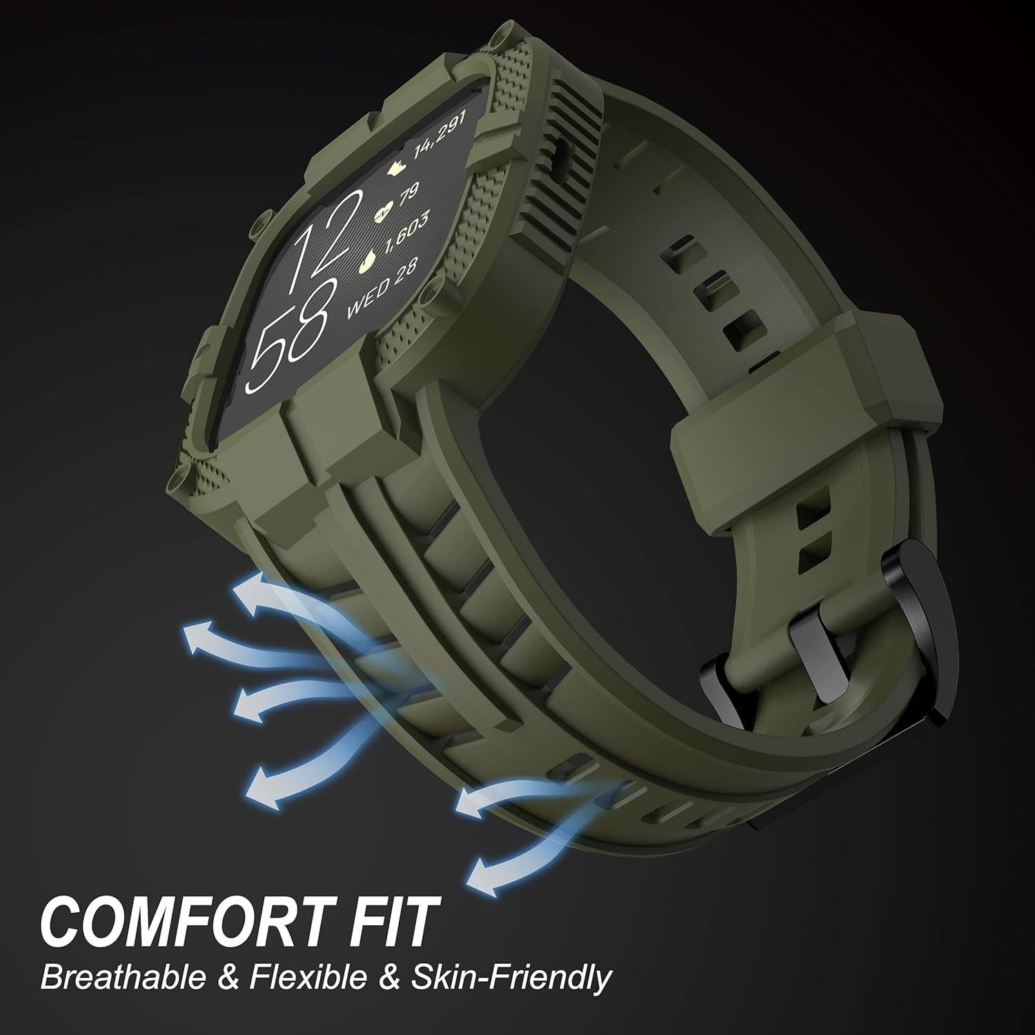 Banda Deportiva GELISHI para Fitbit Versa 2 - Verde Militar