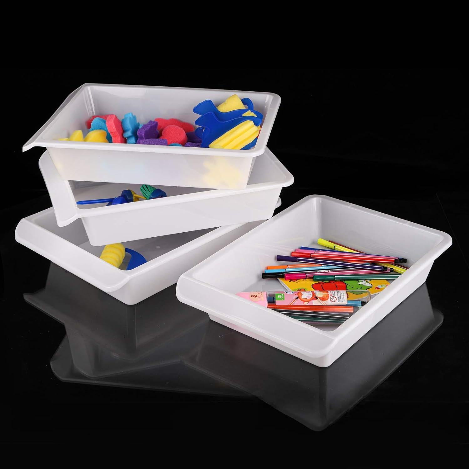 Bandejas de Plástico para Arte Yopay - Paquete de 9 Blancas