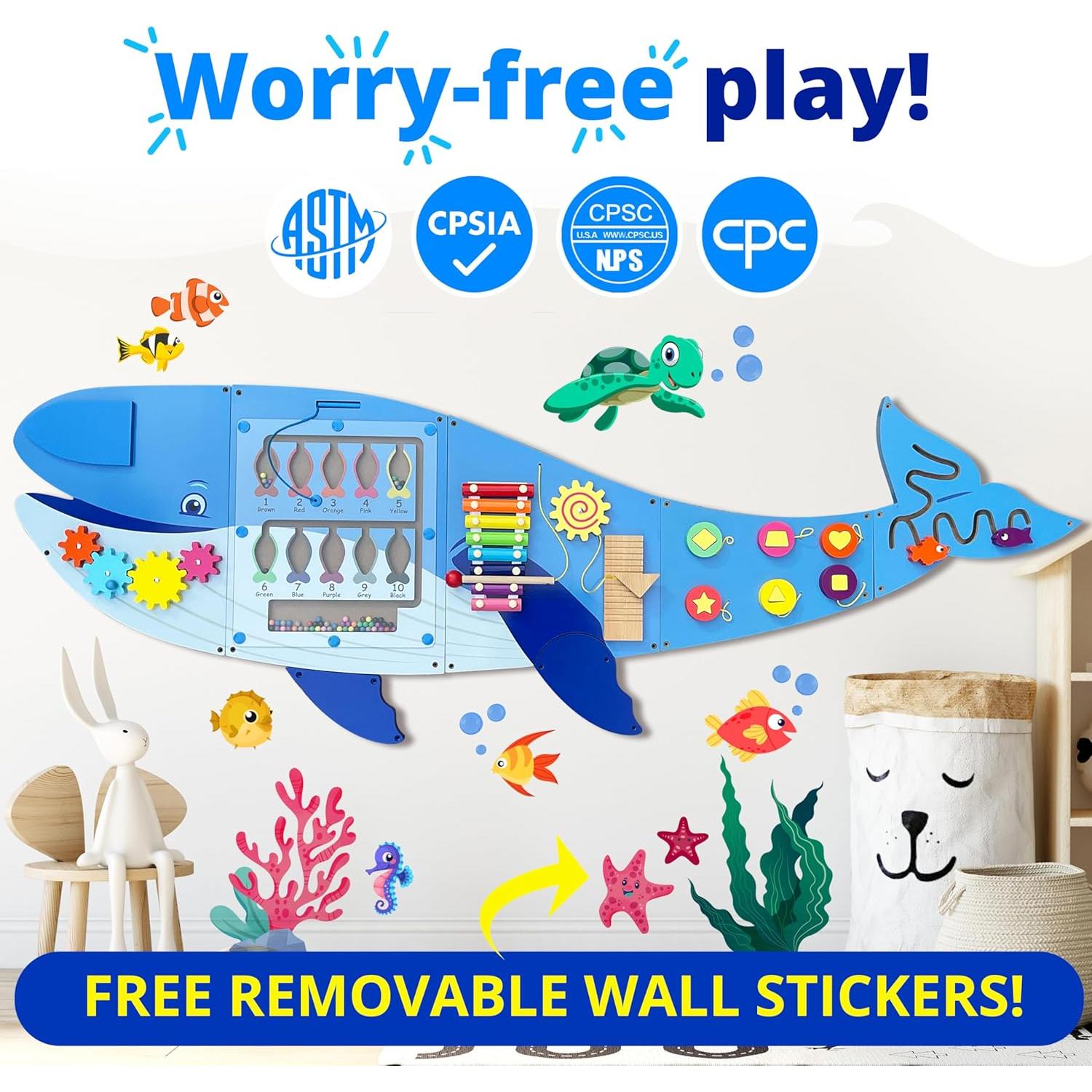 Panel Sensorial de Ballena Molcey para Niños 1-3 Años