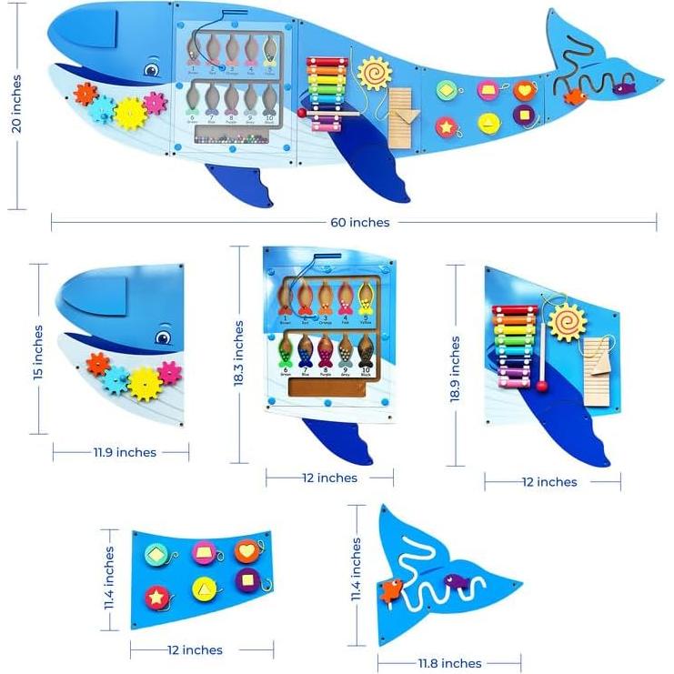Panel Sensorial de Ballena Molcey para Niños 1-3 Años