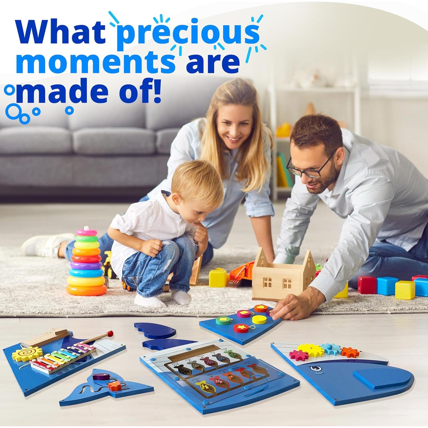 Panel Sensorial de Ballena Molcey para Niños 1-3 Años