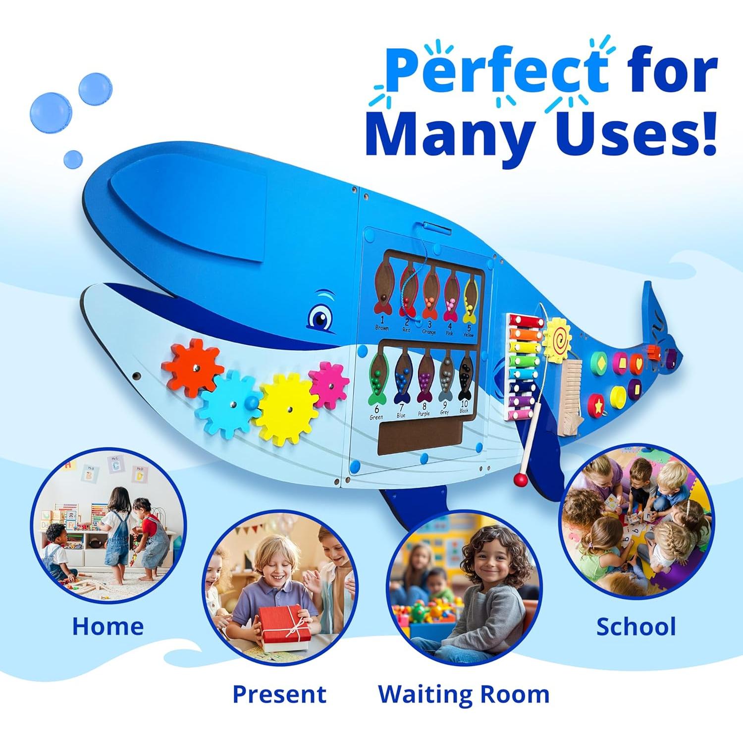 Panel Sensorial de Ballena Molcey para Niños 1-3 Años