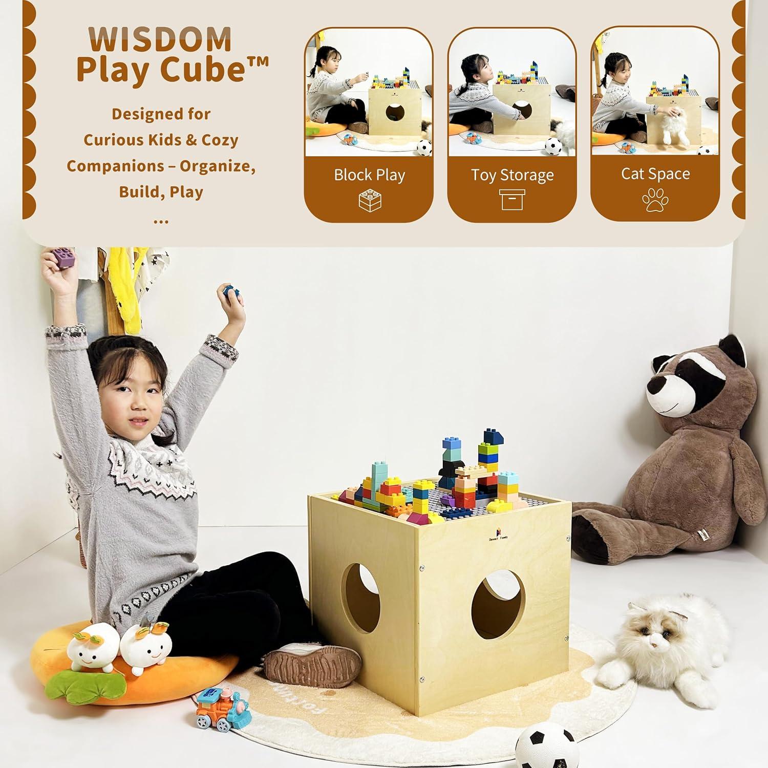 Cubículo de Juego Montessori Damoch 3 en 1 - Mesa, Almacenamiento y Casa para Gatos