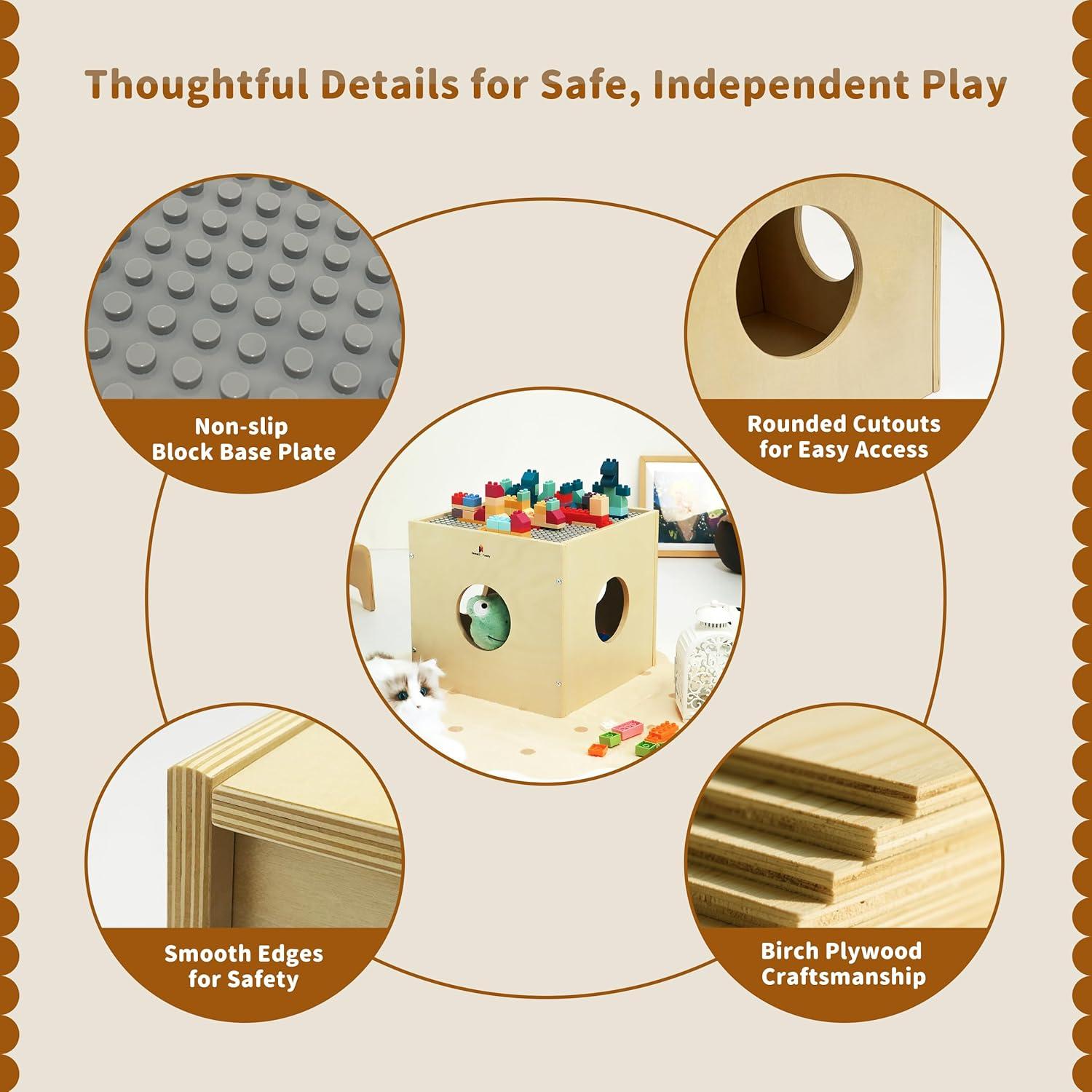 Cubículo de Juego Montessori Damoch 3 en 1 - Mesa, Almacenamiento y Casa para Gatos