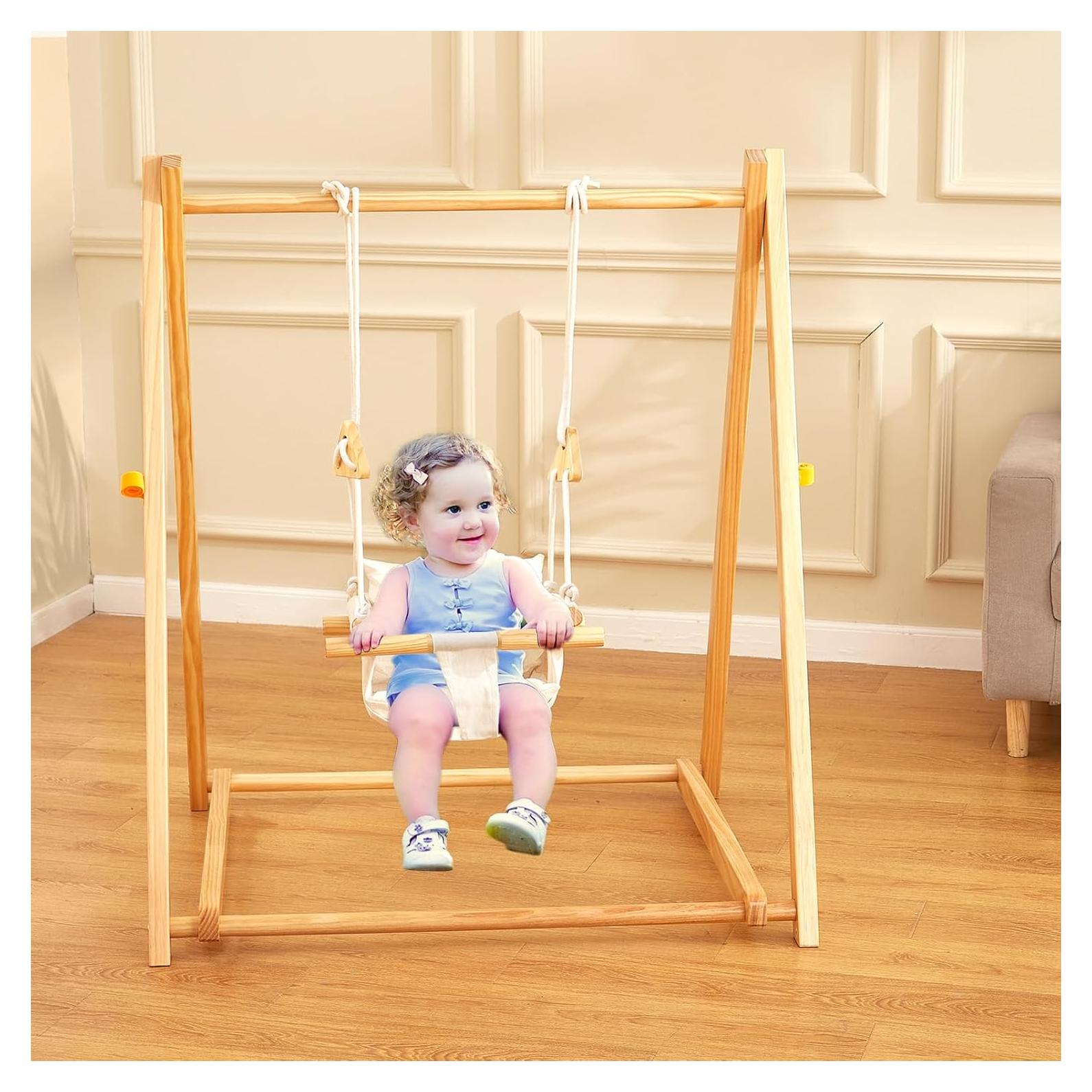 Columpio de Madera FUNLIO para Niños 6-36 Meses Plegable