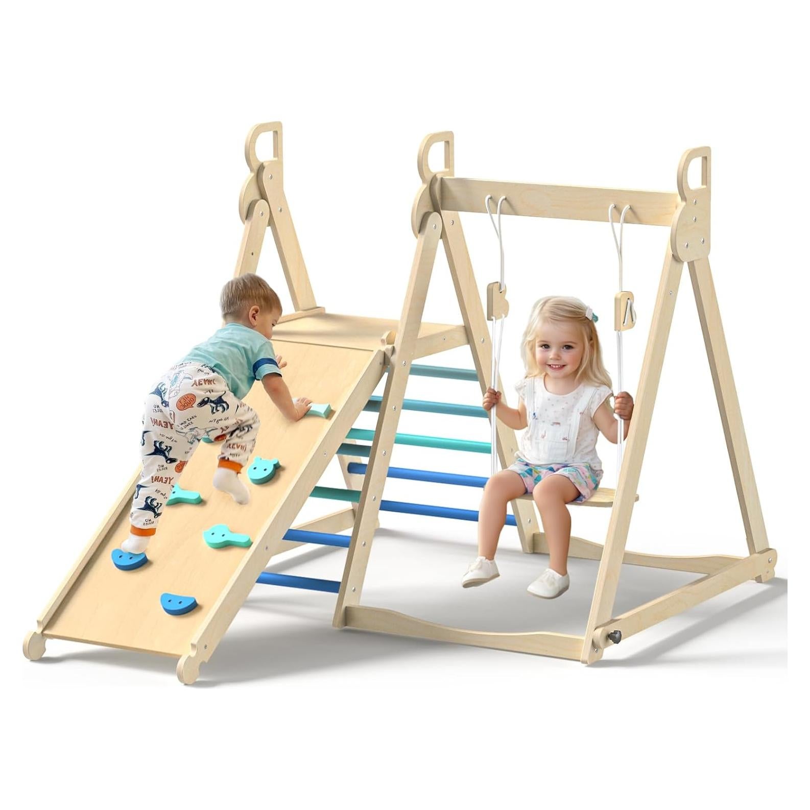 Gimnasio Interior Selva BlueWood 4 en 1 Madera Plegable 2+ Años