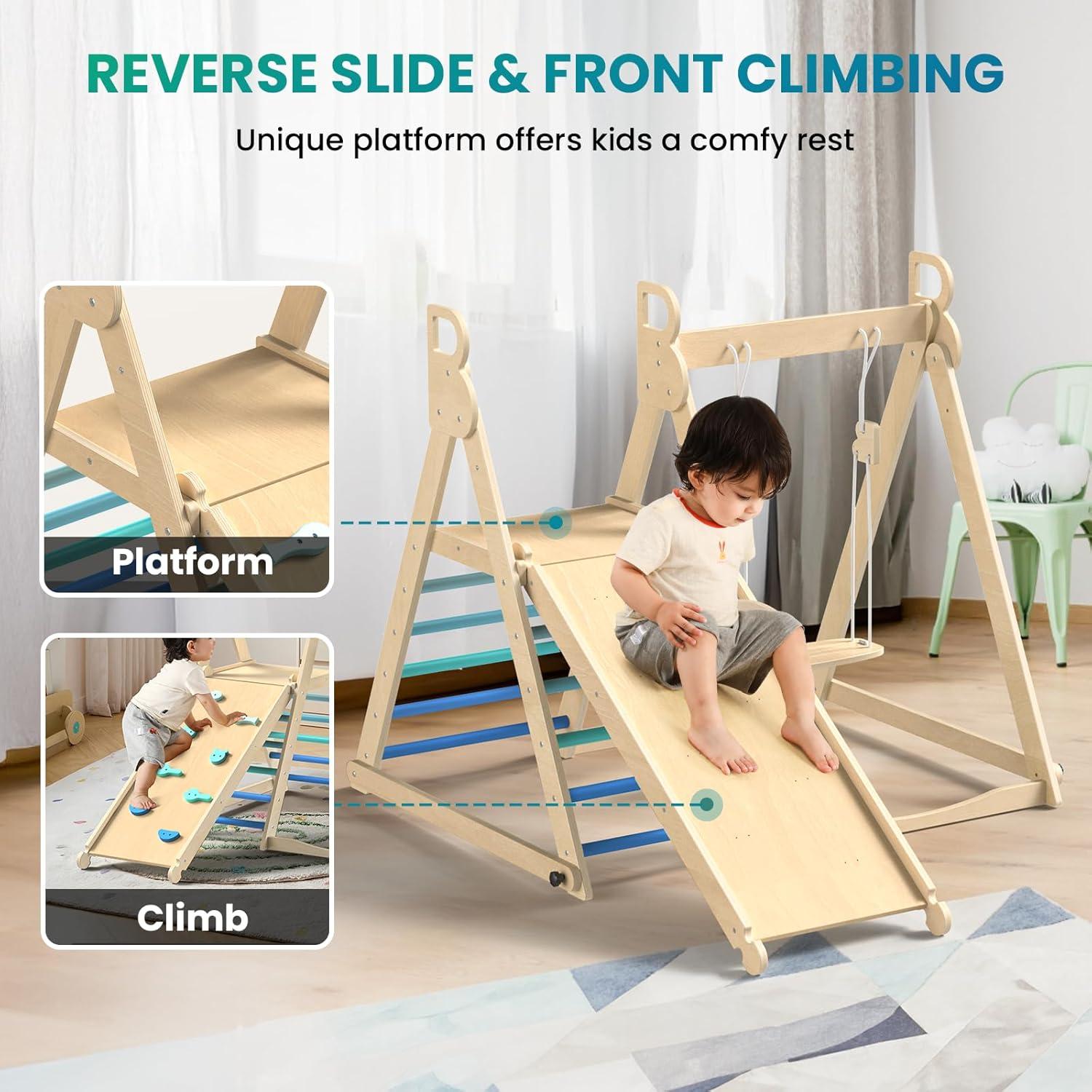 Gimnasio Interior Selva BlueWood 4 en 1 Madera Plegable 2+ Años