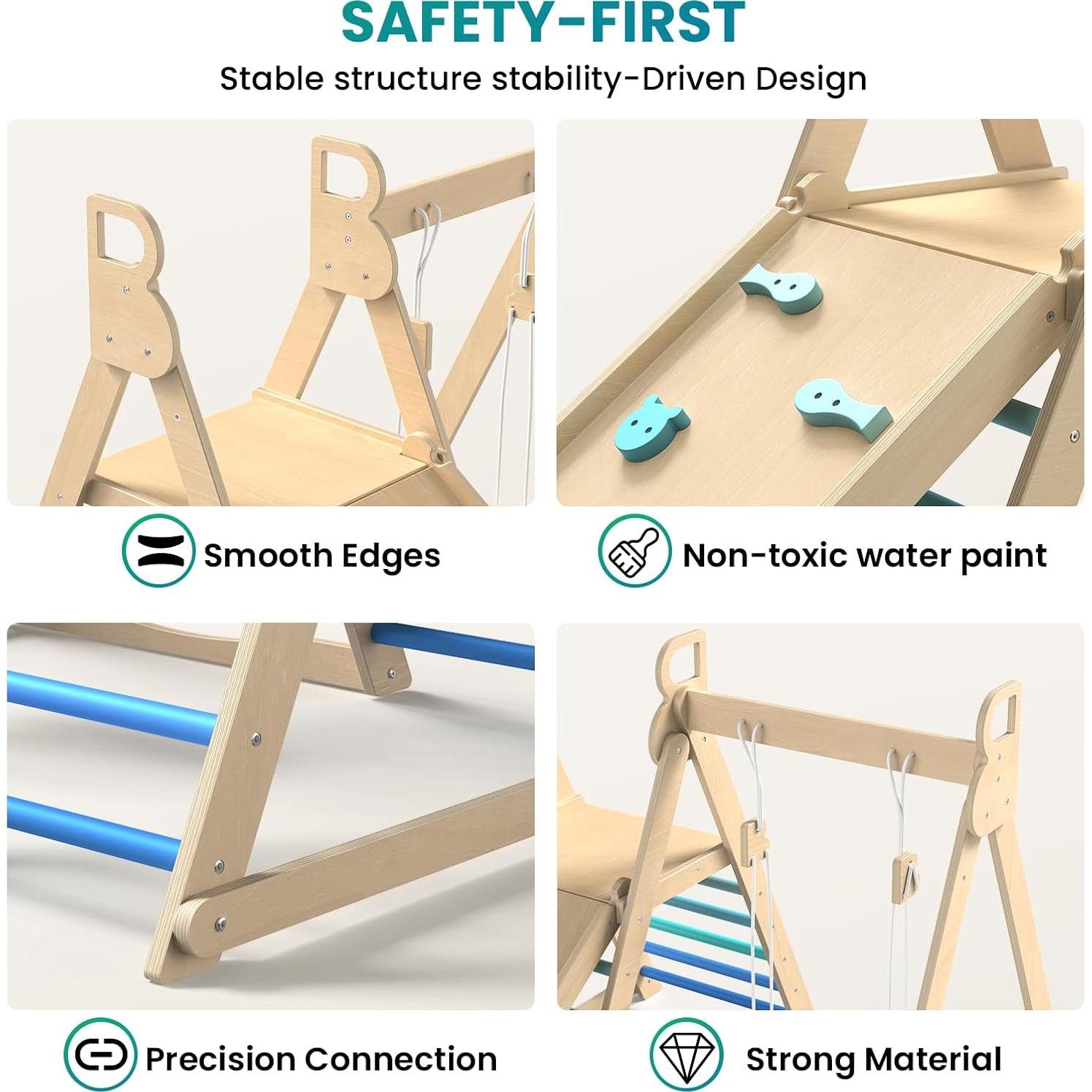 Gimnasio Interior Selva BlueWood 4 en 1 Madera Plegable 2+ Años