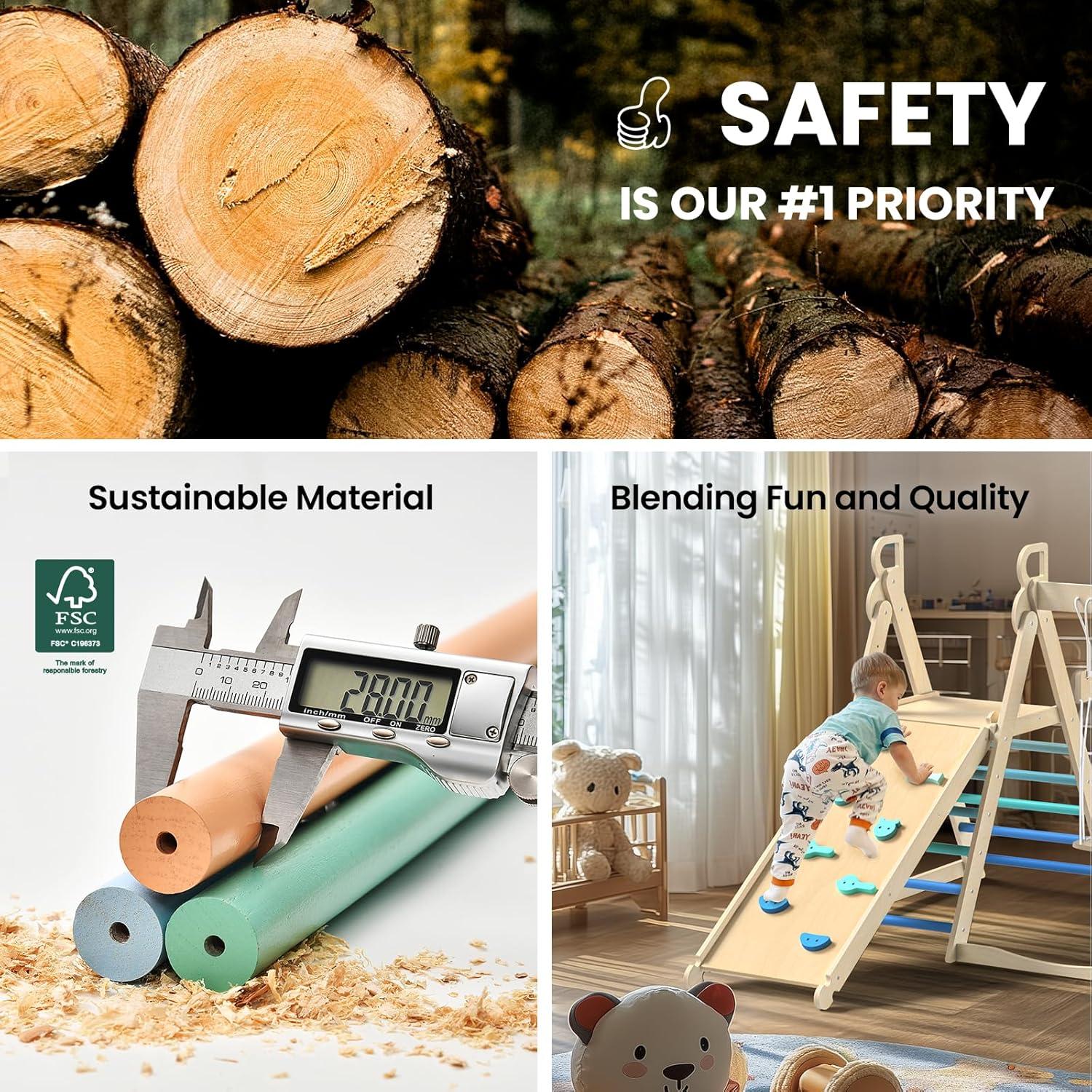 Gimnasio Interior Selva BlueWood 4 en 1 Madera Plegable 2+ Años