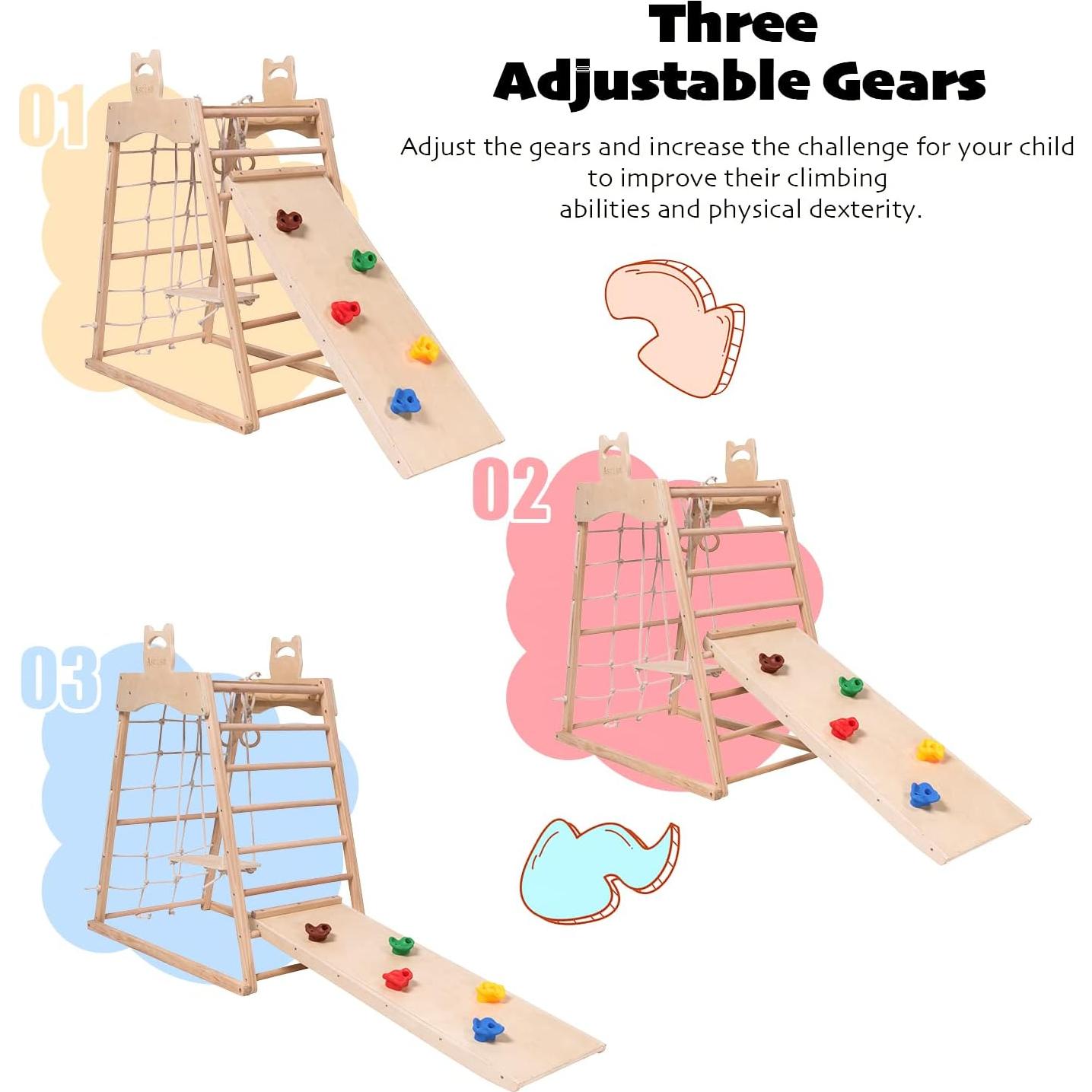 Gimnasio Infantil de Madera Ascism 8 en 1 para Niños