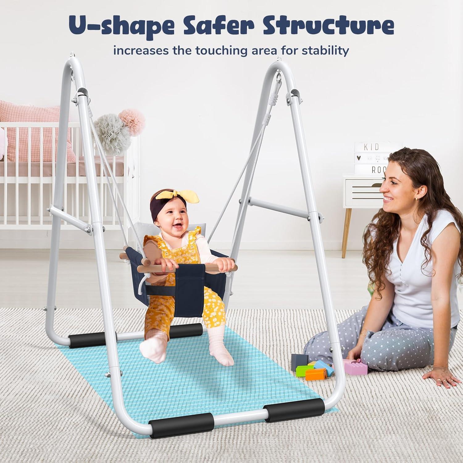 Columpio para Niños Hapfan AB0503 Plegable 25kg Azul Oscuro