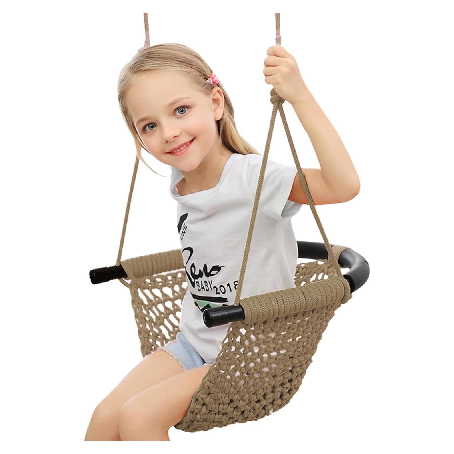 Columpio de Tejido a Mano ROPECUBE para Niños - Ajustable, Interior y Exterior