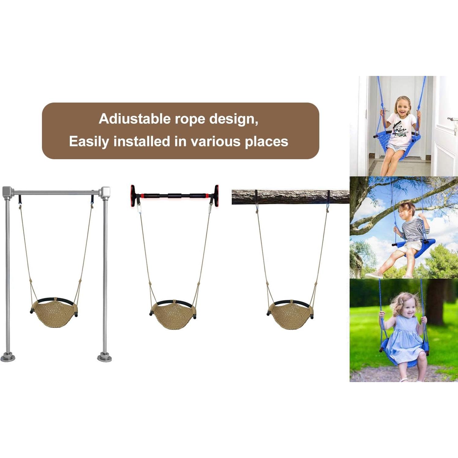 Columpio de Tejido a Mano ROPECUBE para Niños - Ajustable, Interior y Exterior